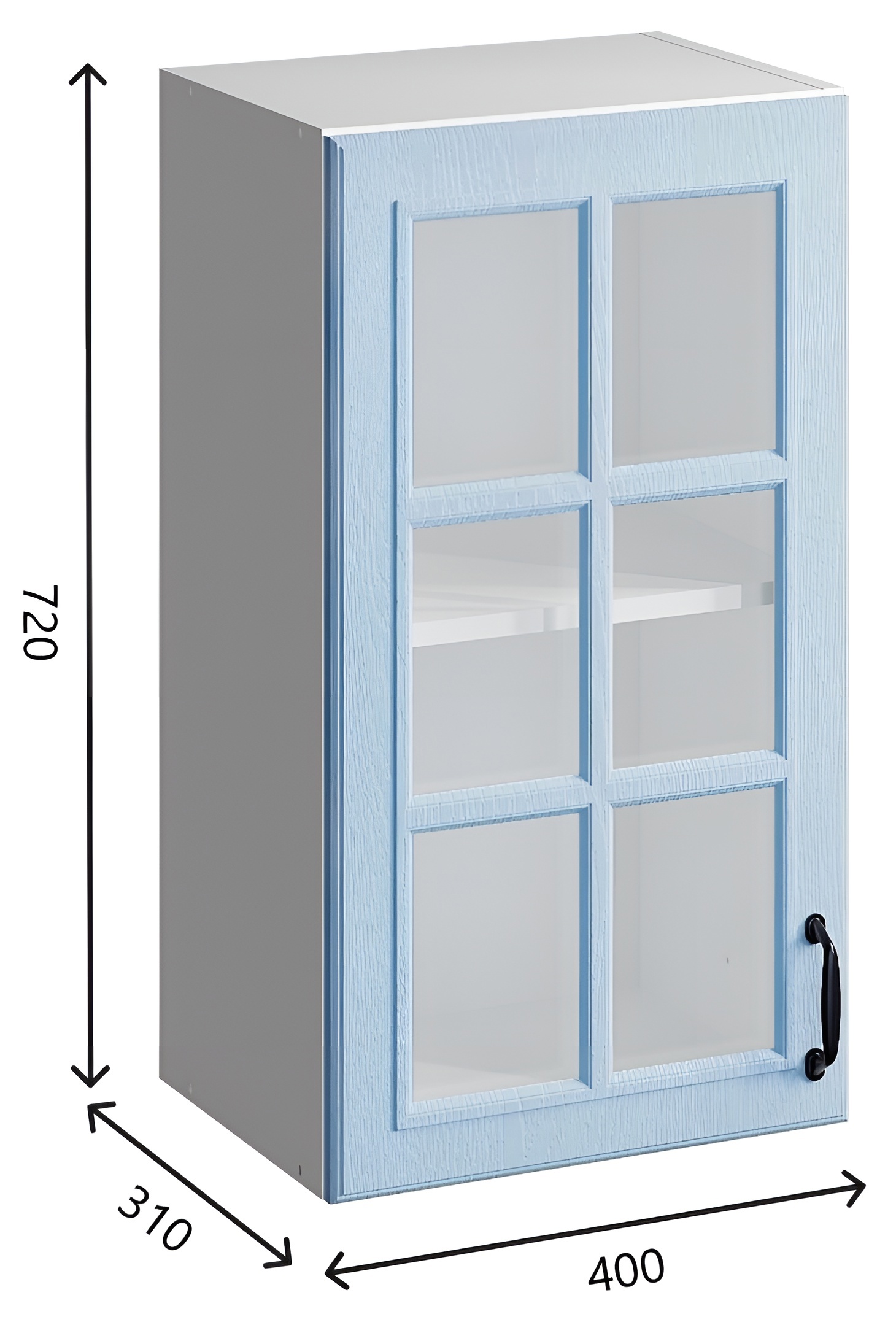 Изображение товара Навесной шкаф Romeo Bvmebel 40x72x31 см МДФ цвет голубая лагуна