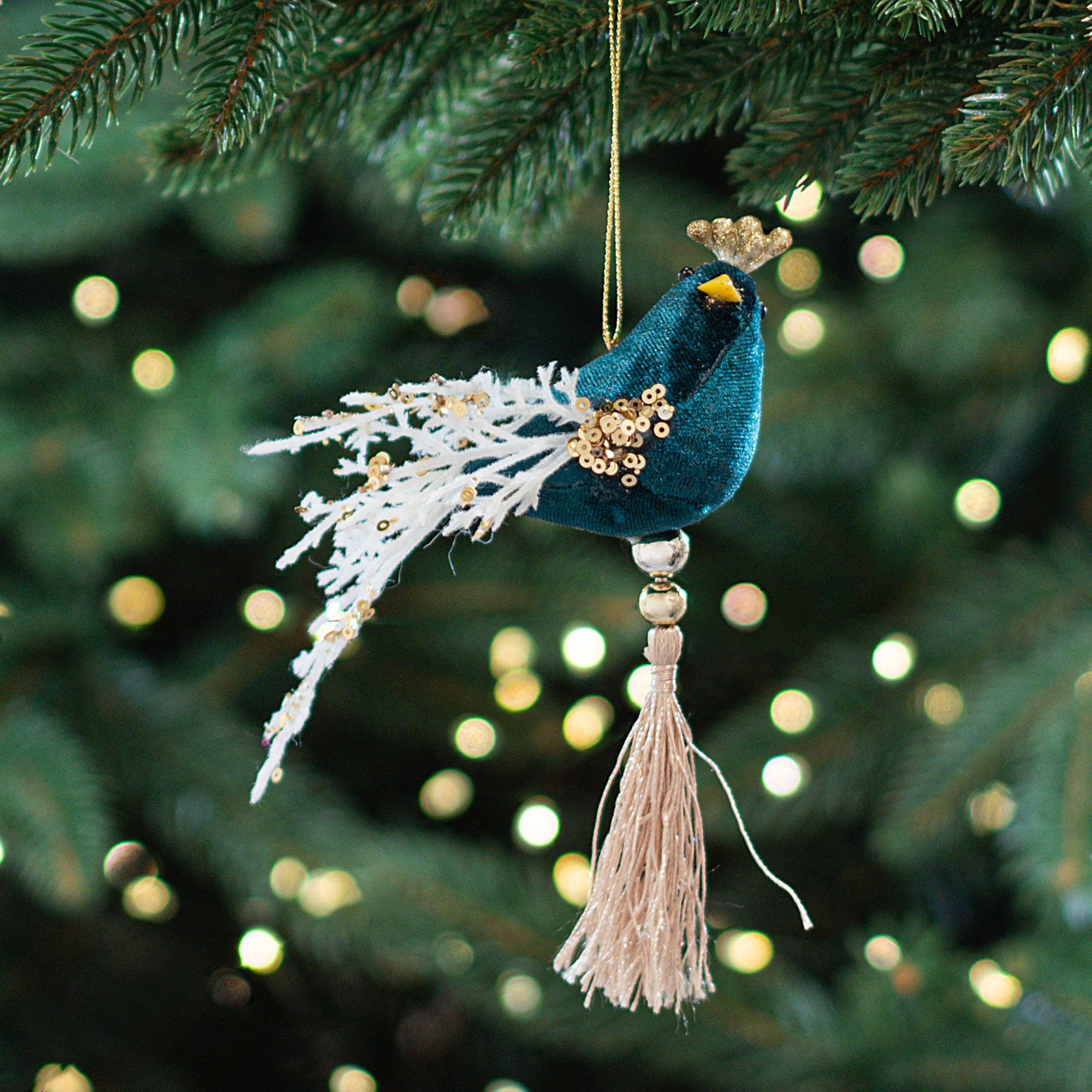 Изображение товара Украшение декоративное подвесное Птичка 16x16 см зеленый