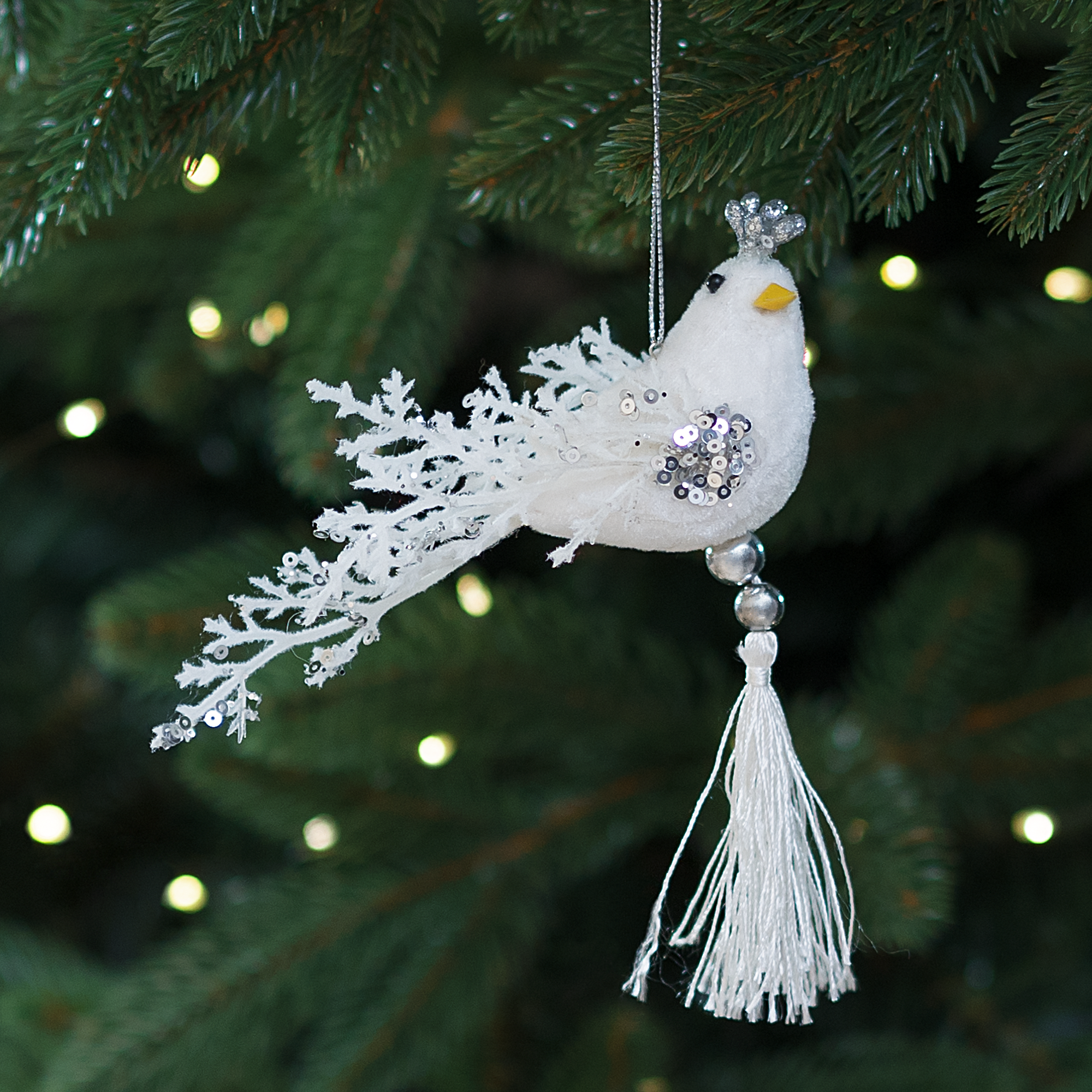 Изображение товара Украшение декоративное подвесное Птичка 14x13 см белый