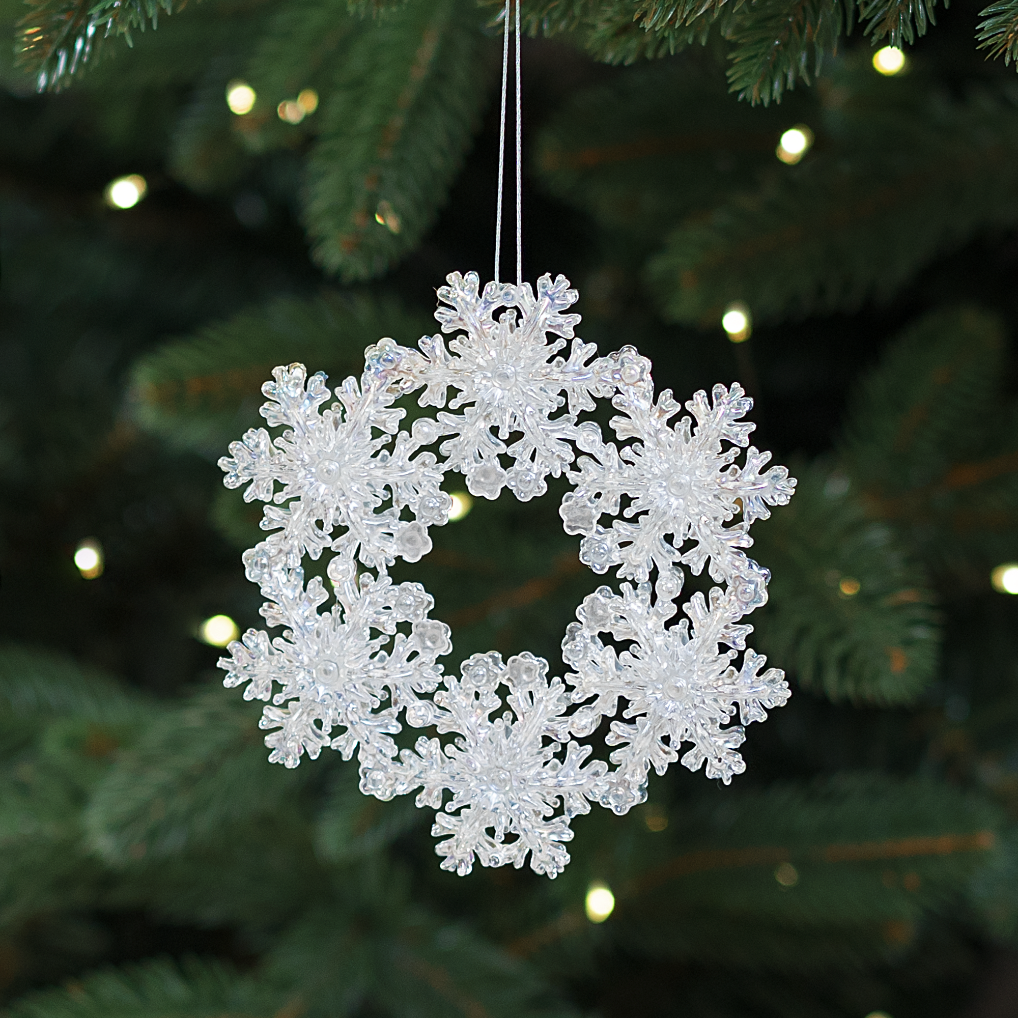 Изображение товара Яркая елочная игрушка снежинка 12 5х12 5 см разноцветная акриловая