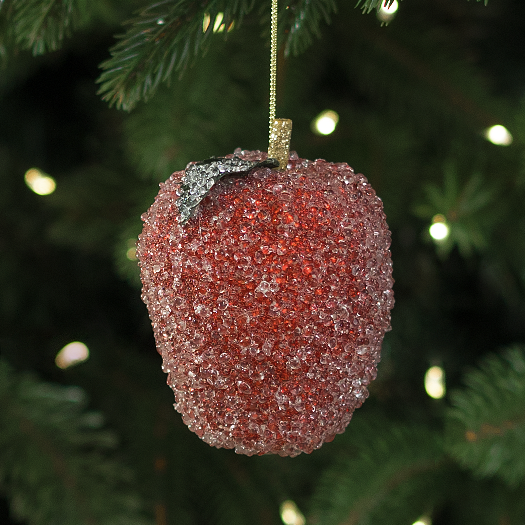 Изображение товара Декоративное украшение Яблочко 8x7 см красное для новогодней елки и интерьера