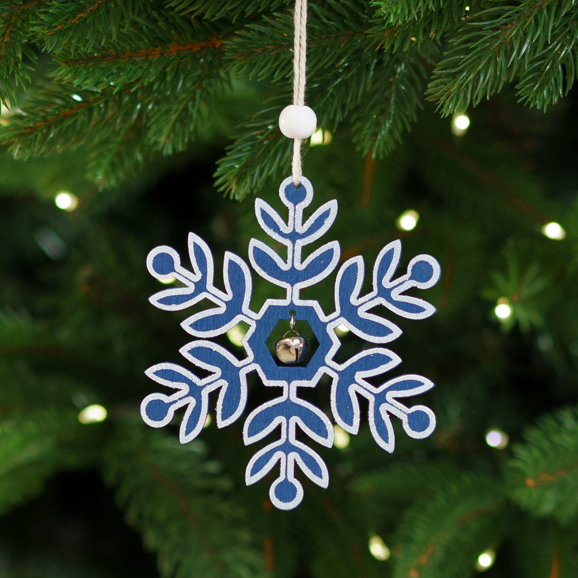 Изображение товара Елочная игрушка Снежинка 11х11 синяя из фанеры новогоднее украшение