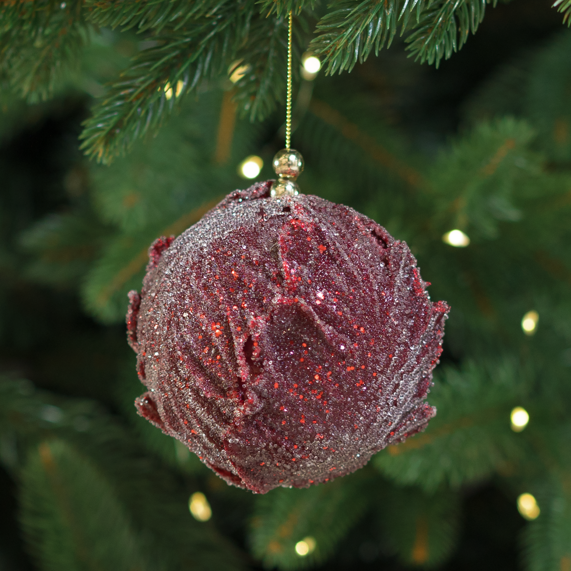 Изображение товара Шар елочный Лепесток ø10 см пластик бордовый