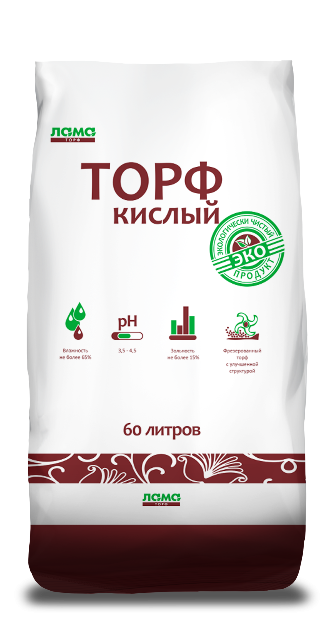 Изображение товара Торф кислый ЛАМА 60 л - универсальный субстрат для растений
