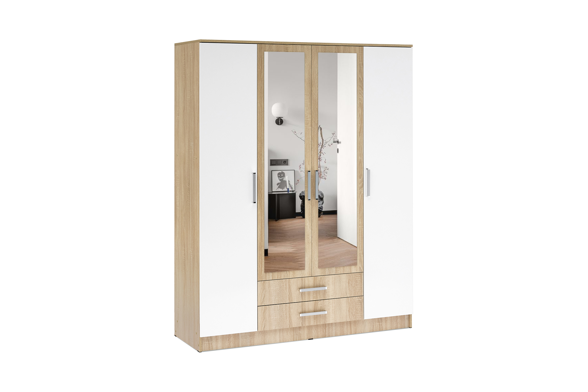 Изображение товара Шкаф Миф Мартина 160x201.6x52 см белый дуб сонома ЛДСП