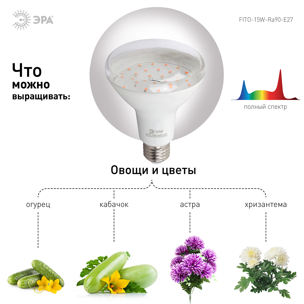 Изображение товара Светодиодная фитолампа Эра 50 Вт E27 красно-синий спектр для роста растений Изображение товара Светодиодная фитолампа Эра 50 Вт E27 красно-синий спектр для роста растений