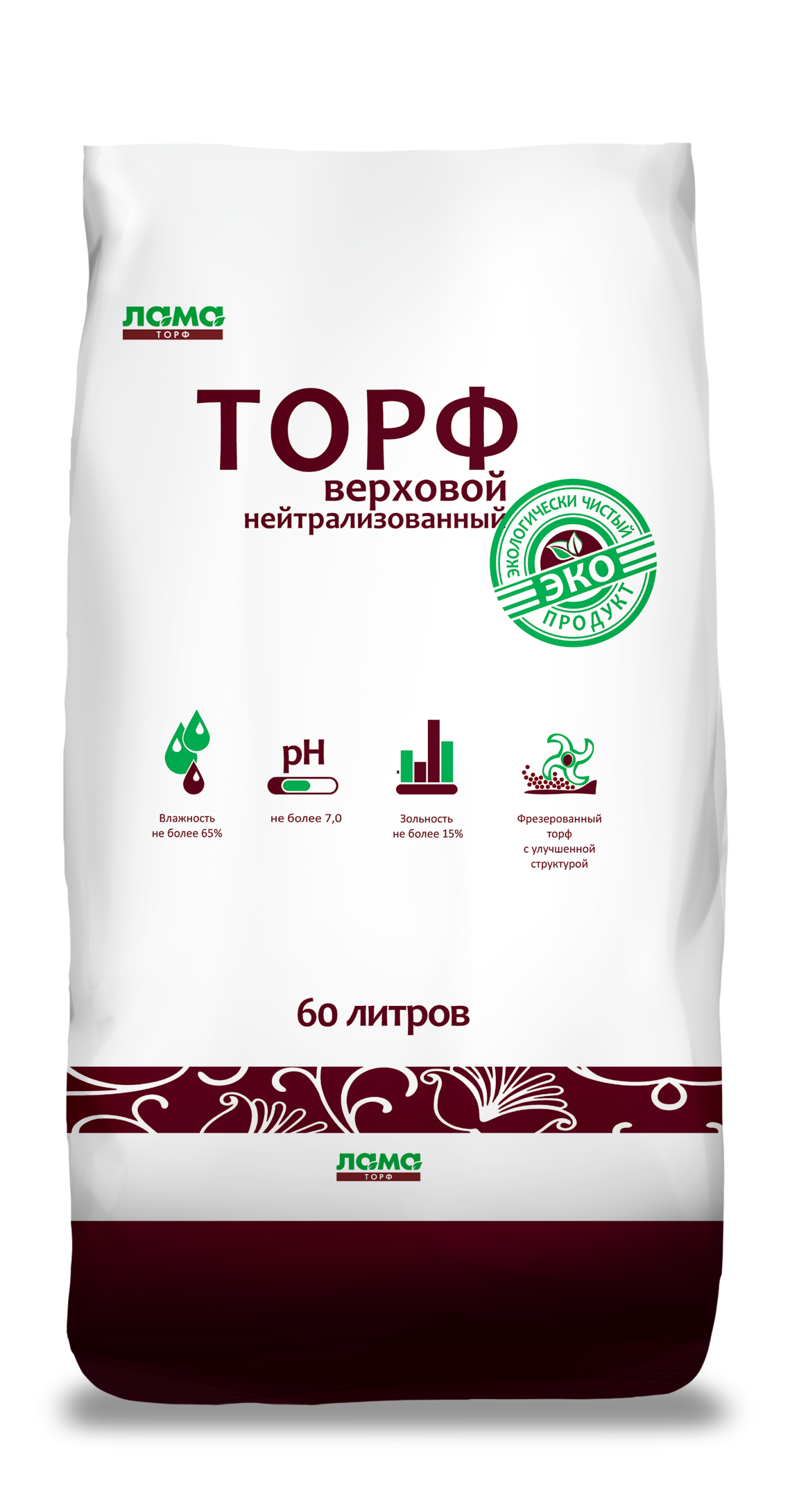 Изображение товара Торф верховой ЛАМА ТОРФ 60л нейтрализованный для растений