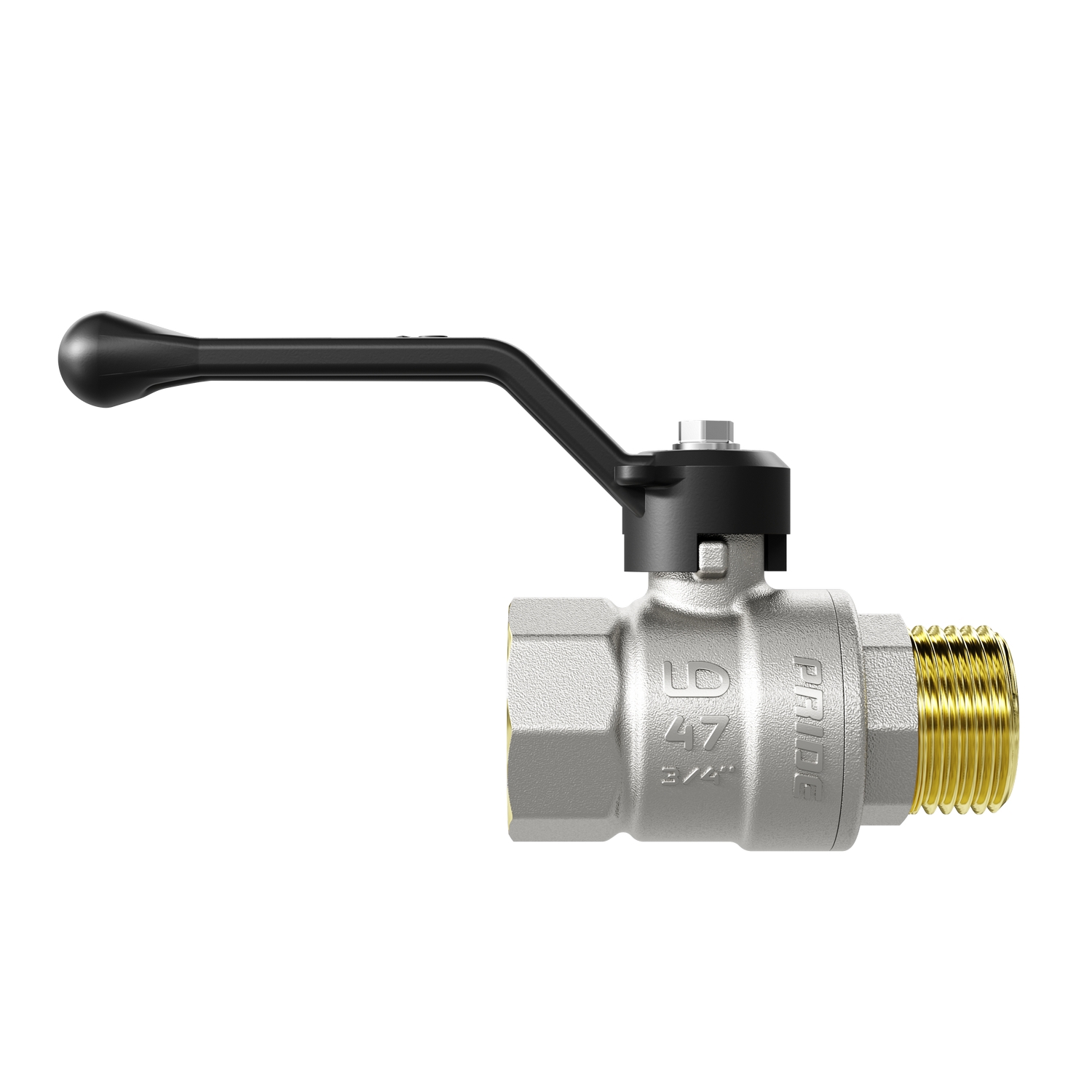 Изображение товара Кран шаровой LD Pride LD 47.303.20 DN20 PN25 3/4" ВР-НР латунь ручка рычаг Изображение товара Кран шаровой LD Pride LD 47.303.20 DN20 PN25 3/4" ВР-НР латунь ручка рычаг