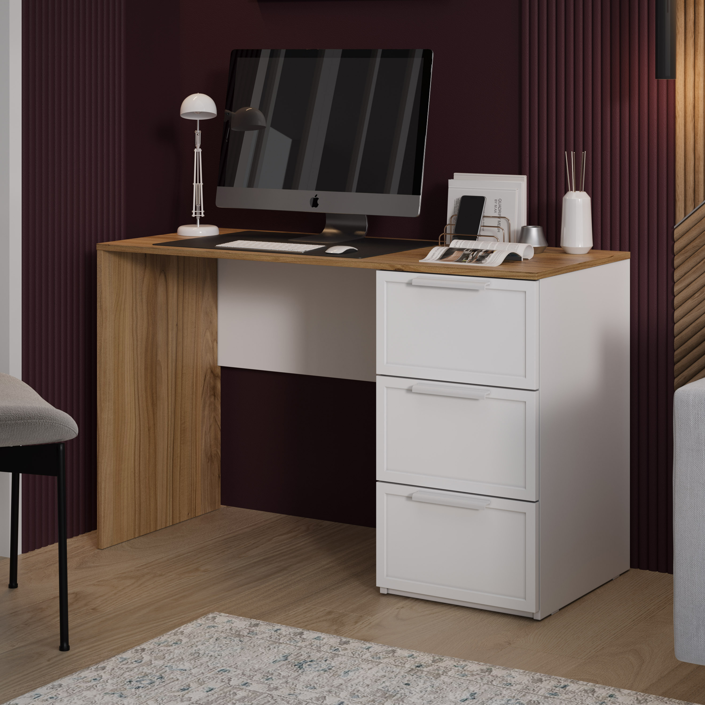 Изображение товара Письменный стол Трия Тип 1 120x75x50 см ЛДСП цвет белый/коричневый