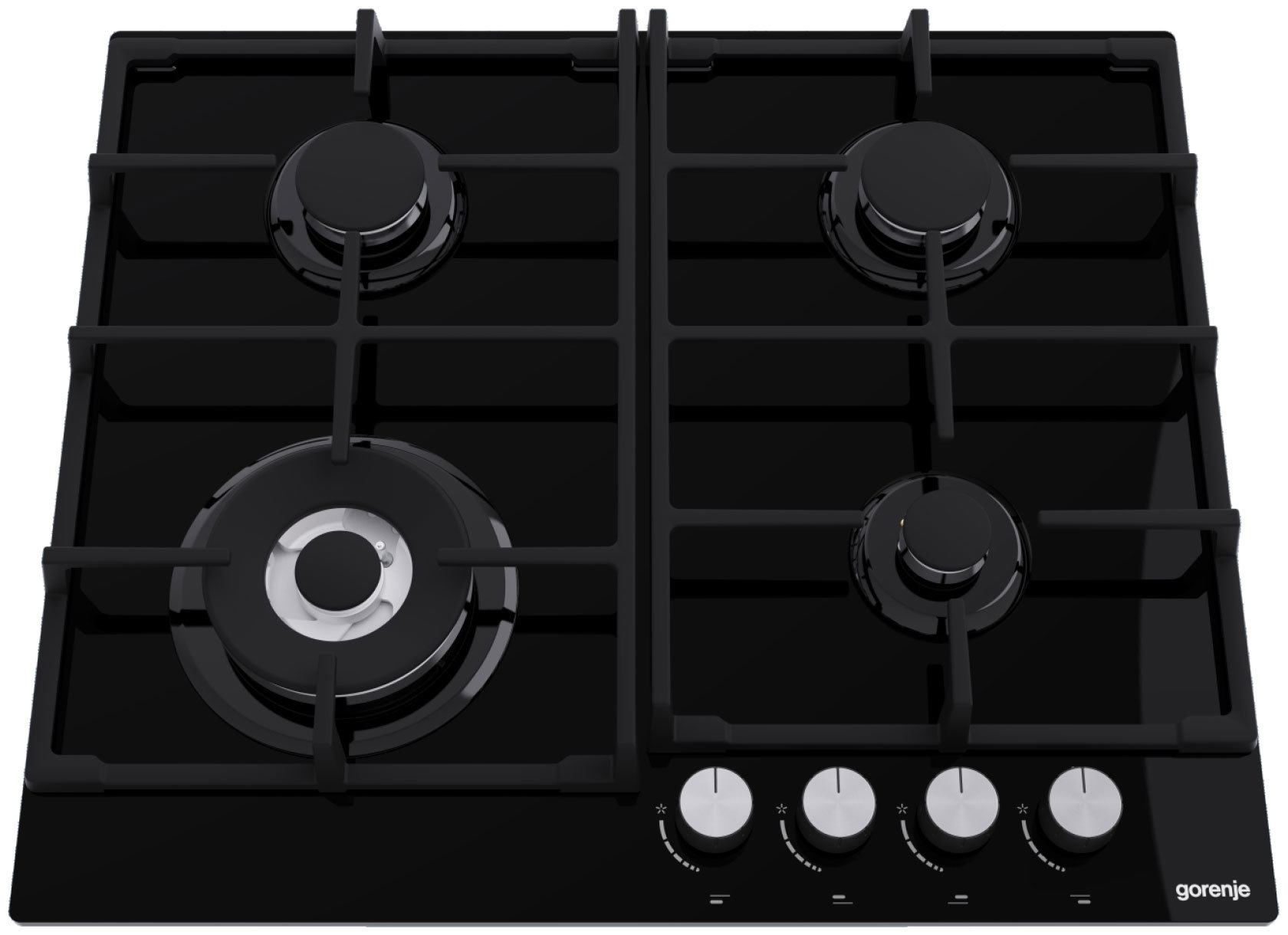 Изображение товара Газовая варочная панель Gorenje GTW641AKB 60 см 4 конфорки черный дизайн