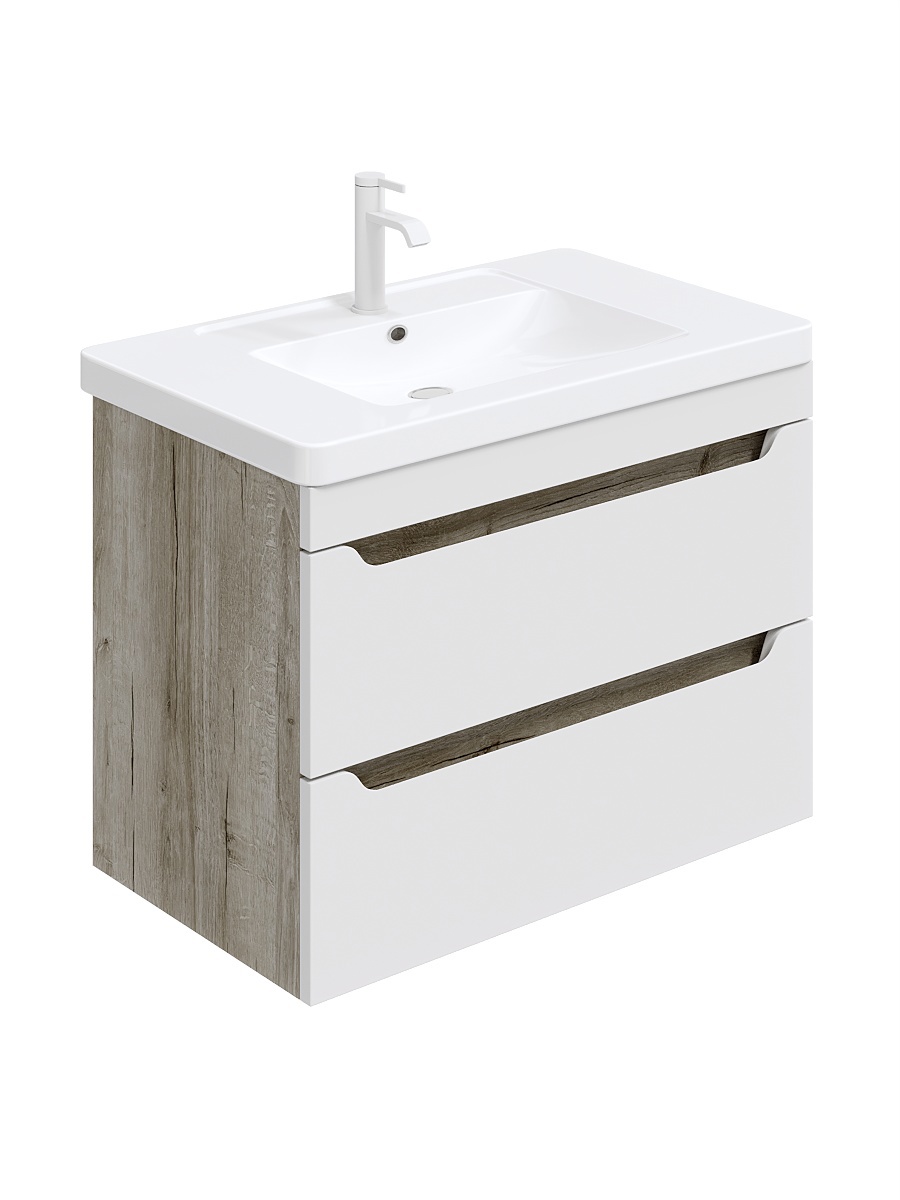 Изображение товара Тумба под раковину подвесная Рондо 60 см МДФ эмаль цвет белый/дуб