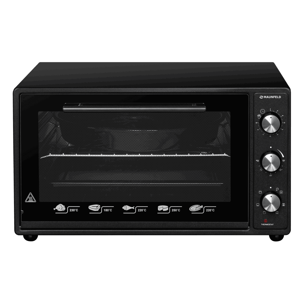 Изображение товара Электропечь 1500 Вт MAUNFELD 45 л черная гриль конвекция таймер автомат стекло