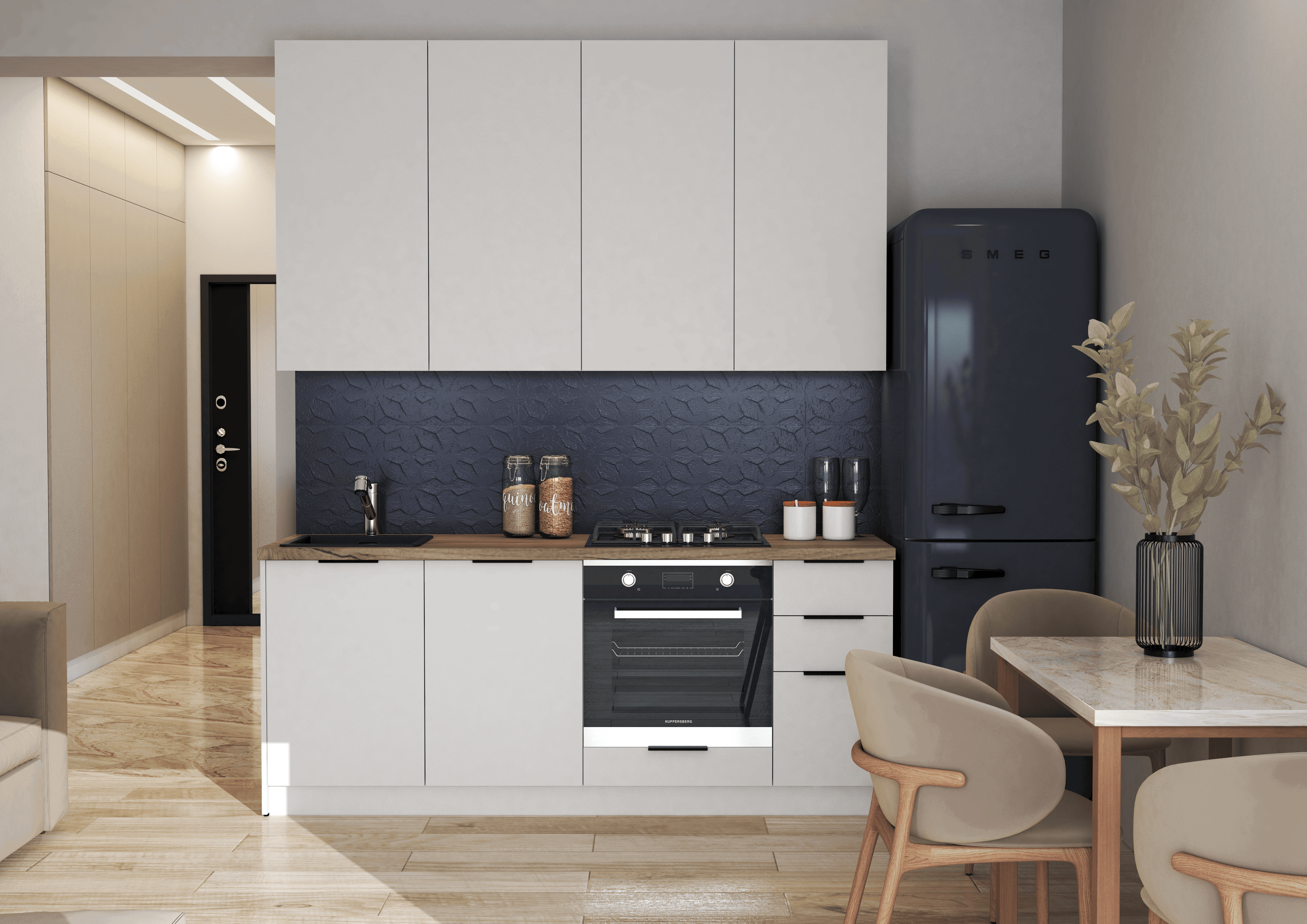 Изображение товара Кухонный гарнитур Мк стиль Кухнома2 КухНома2 200x250x60 см ЛДСП цвет белый