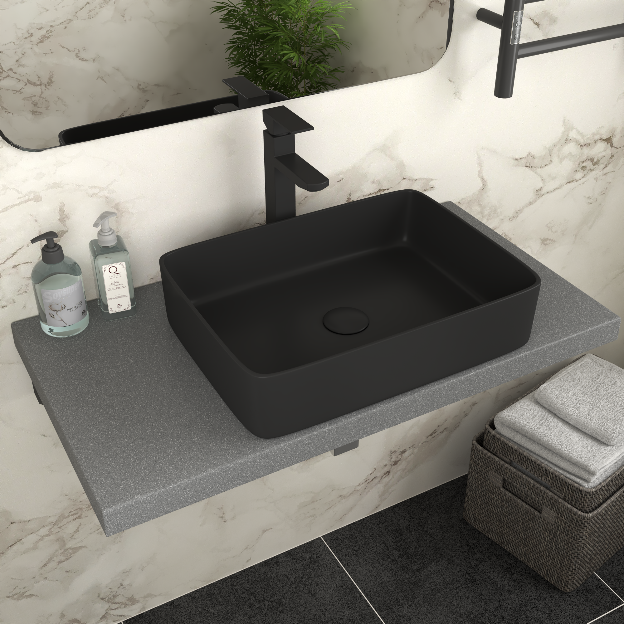 Изображение товара Раковина накладная D&K Berlin 47.5 см черная матовая