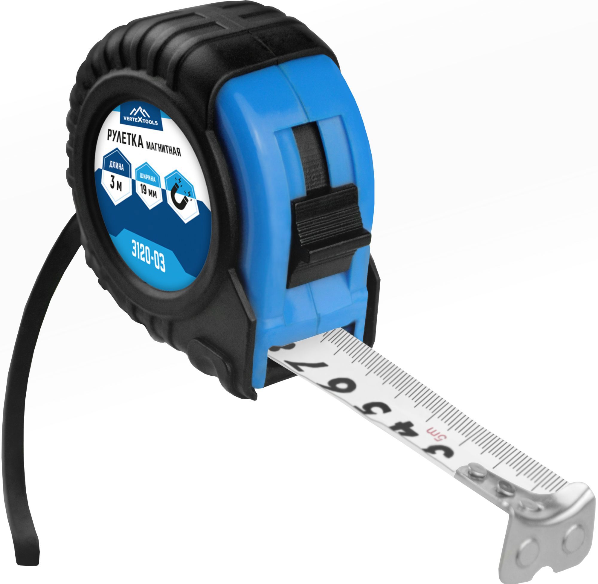 Изображение товара Рулетка Vertextools 3120-03 магнитная 3 м 19 мм для строительных работ