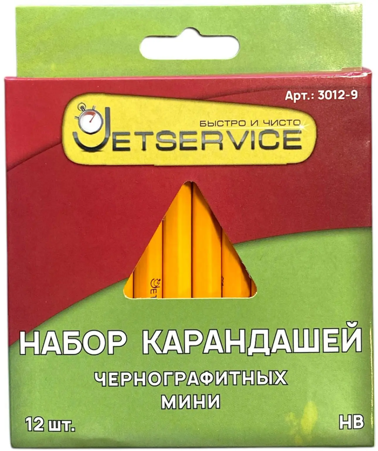 Карандаш Jetservice Мини 3012-9 черный, 12 шт. - 5