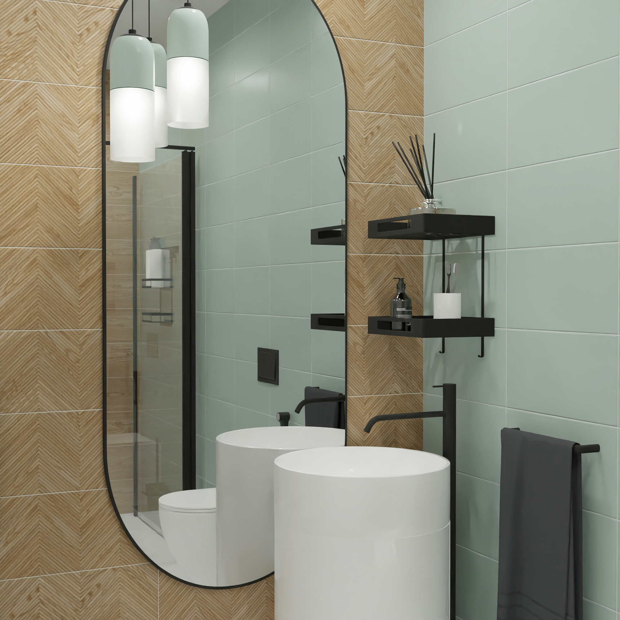 Изображение товара Плитка настенная Mersey Woodr 20x40 см бежевый матовая для ванной