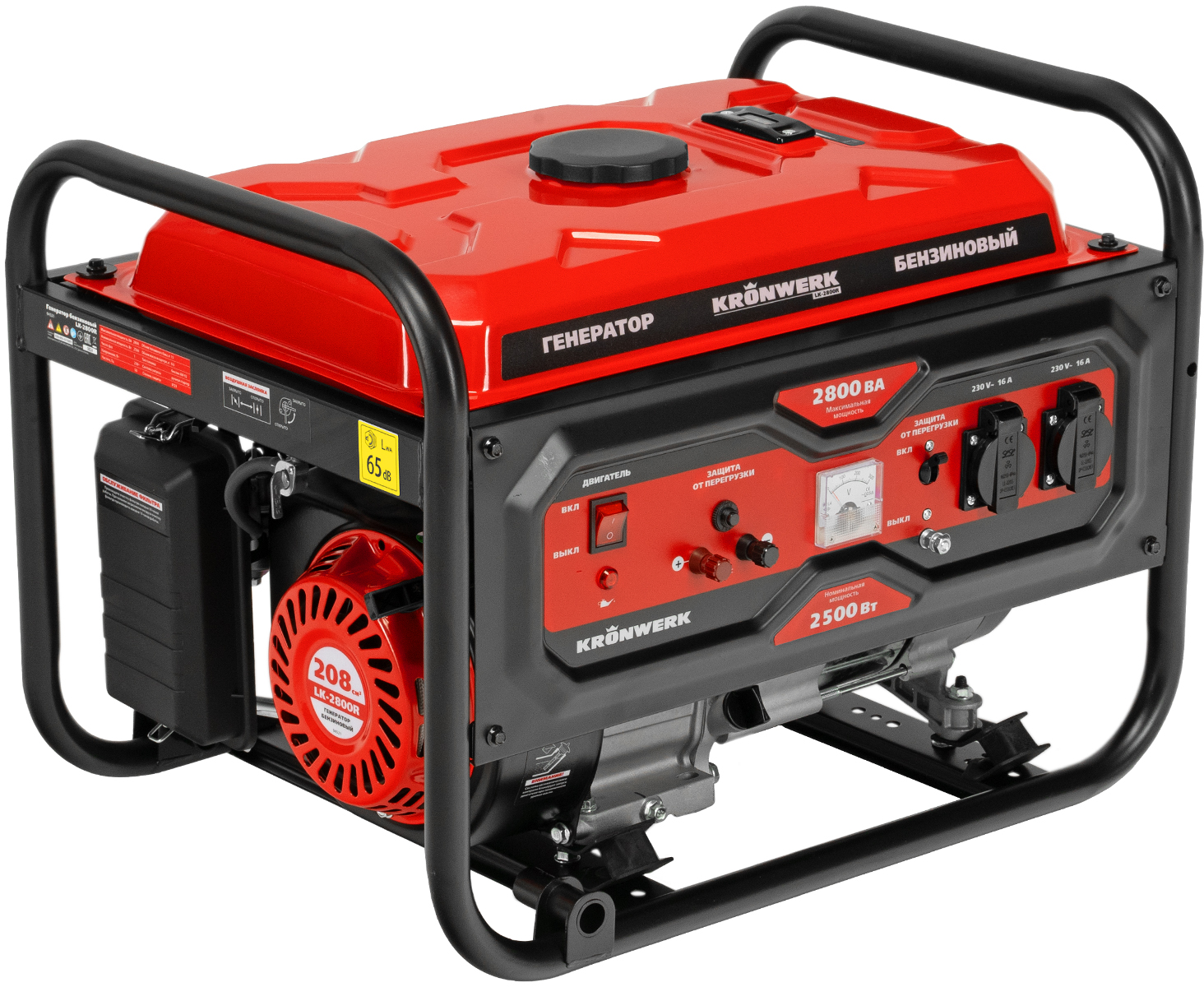 Изображение товара Бензиновый генератор Kronwerk LK-2800R 2.8 кВт, ручной запуск, IP23, 2 розетки