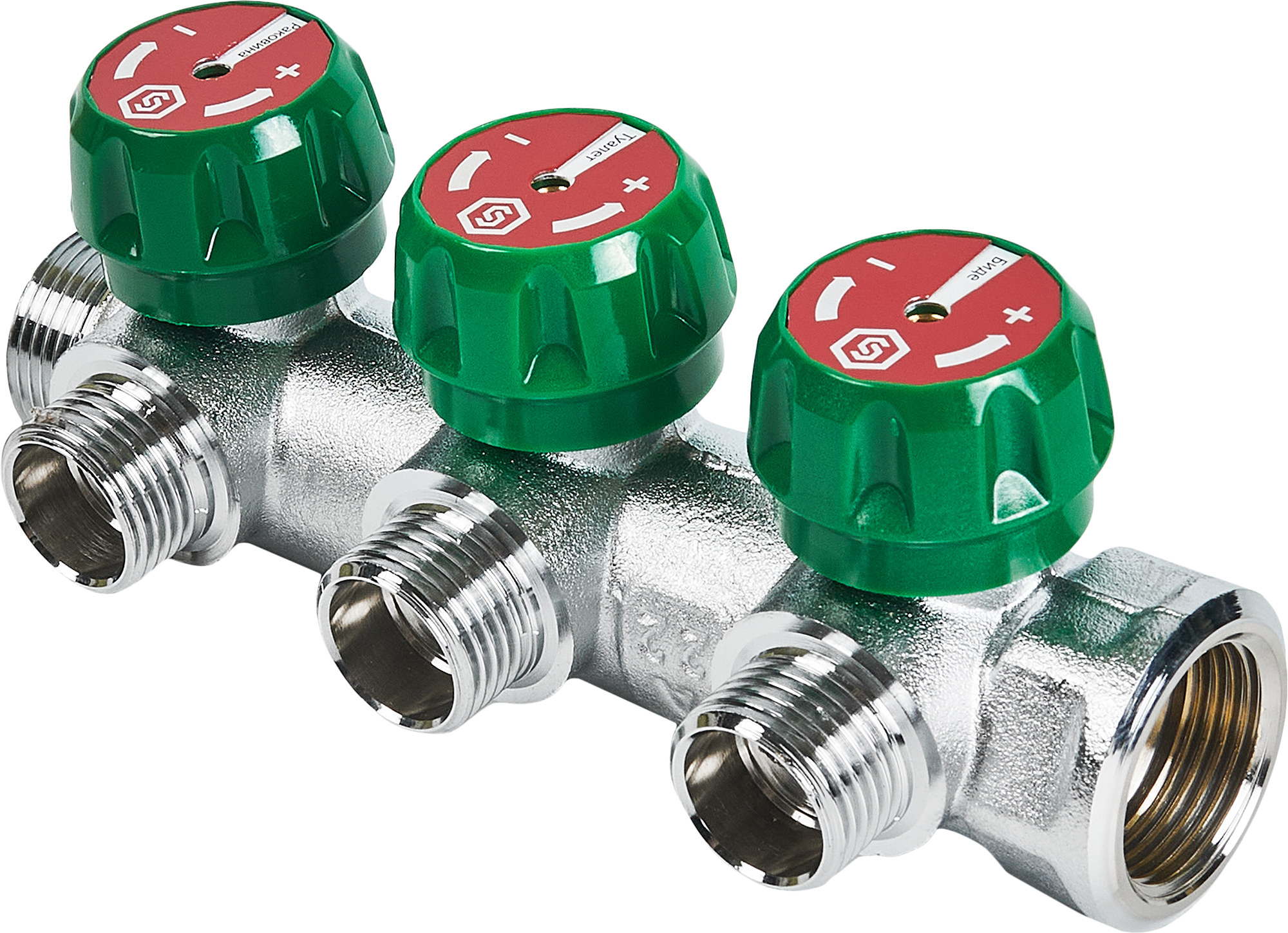 Коллектор регулирующий Stout на 3 отвода 3/4"x1/2" латунь