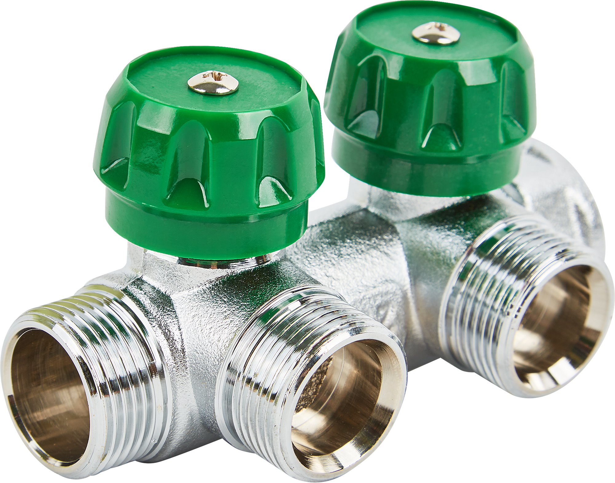 Изображение товара Коллектор регулирующий Stout 2 отвода из латуни для водоснабжения и отопления