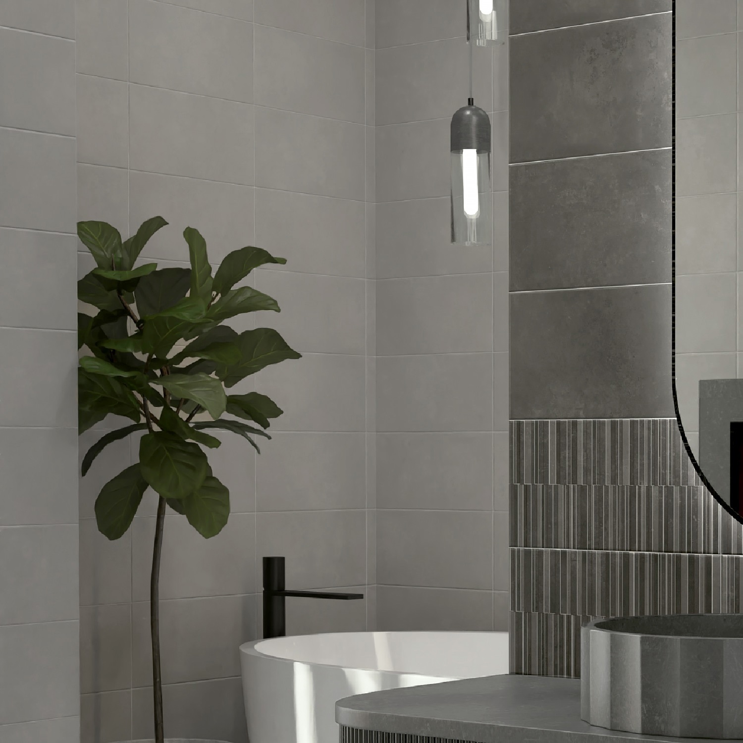 Изображение товара Настенная плитка Mersey Concrete 20x40 см графит матовая Россия