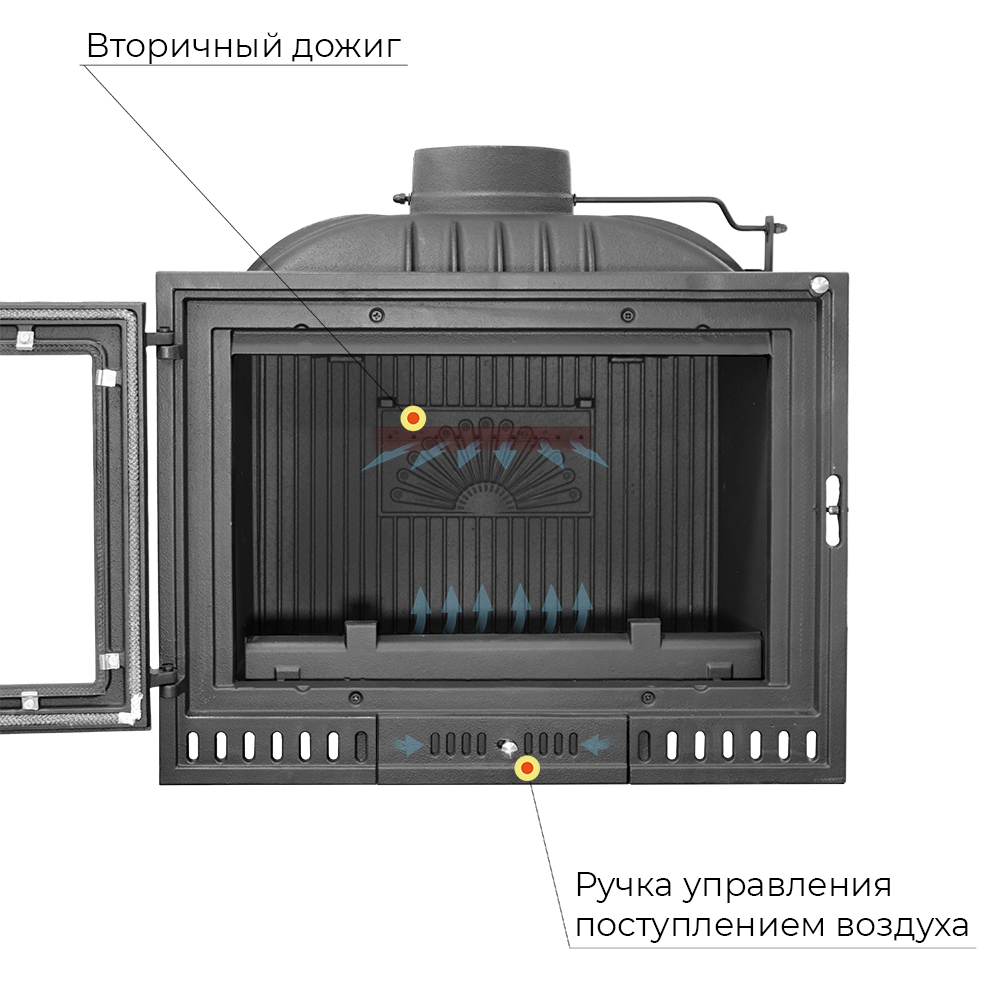 Изображение товара Каминная топка EVEREST Z14 14 кВт чугун антрацит Россия