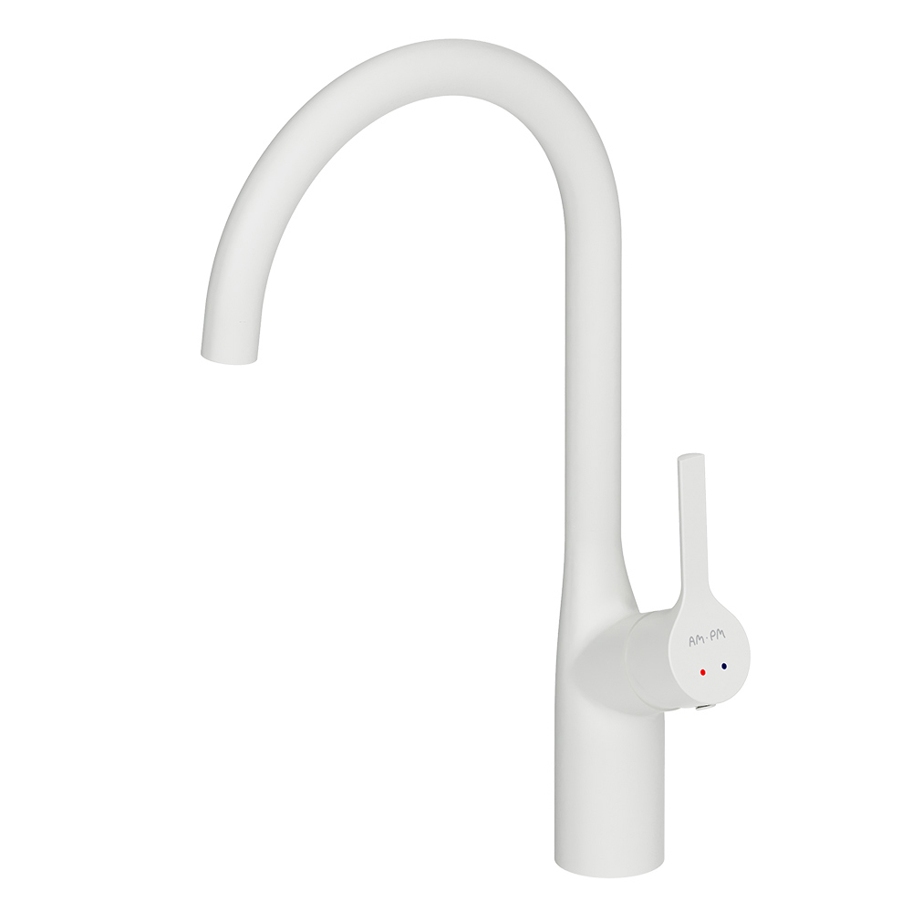 Изображение товара Смеситель для кухни Am pm Spike белый поворотный однорычажный высокого качества