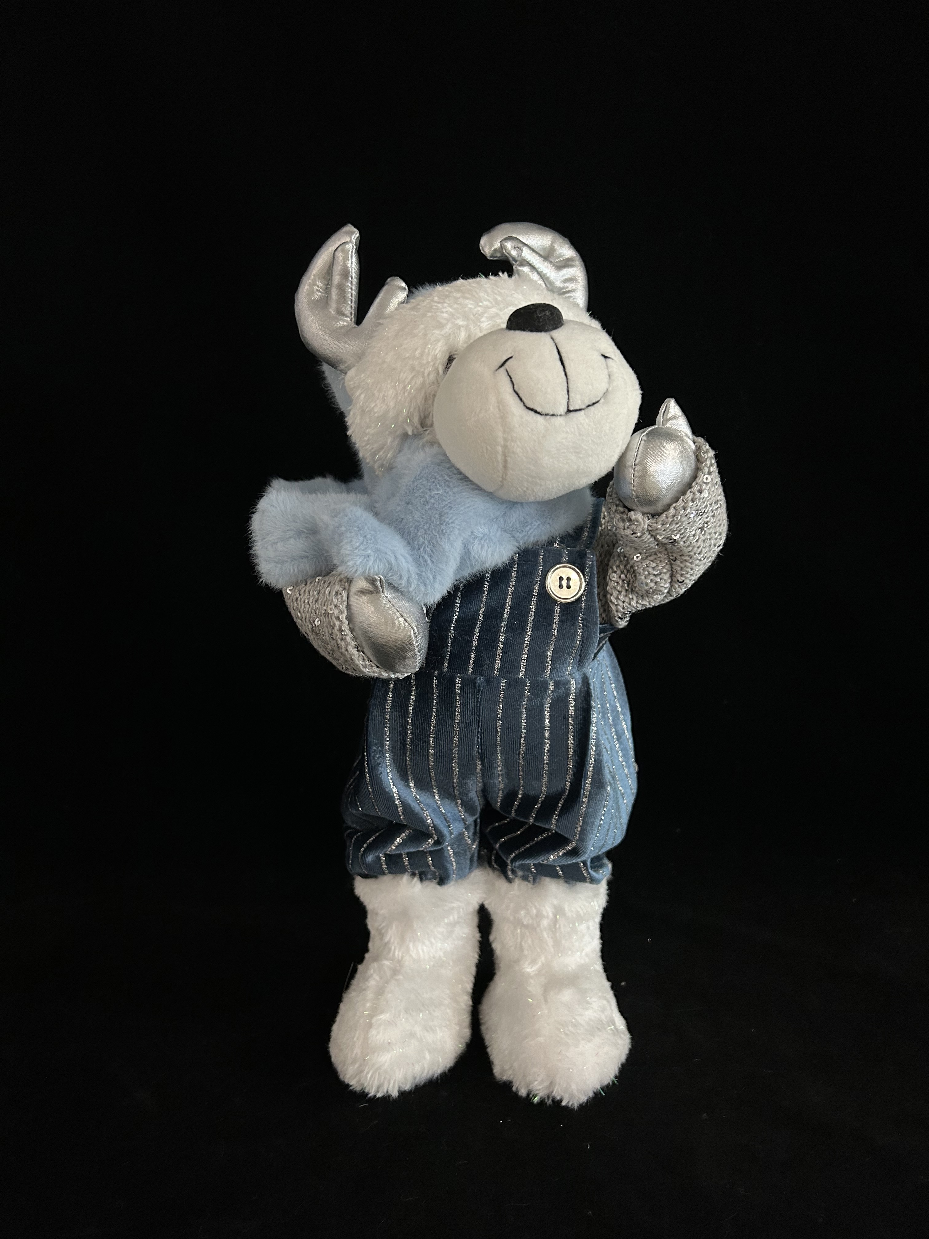 Изображение товара Декоративная фигура Олень мальчик 40 см синяя для интерьера и подарков