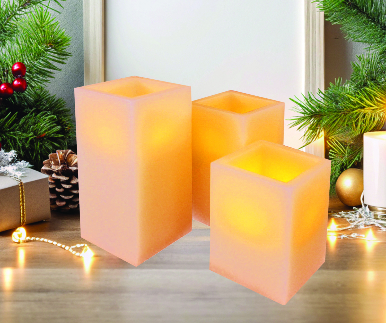 Изображение товара Набор свечей для дома 3 светодиода 7.5 см белый 3 шт.