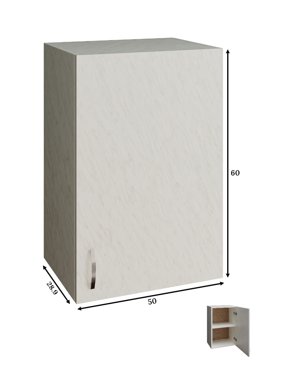 Изображение товара Навесной шкаф распашной ML 50x60x28.9 см белый мрамор