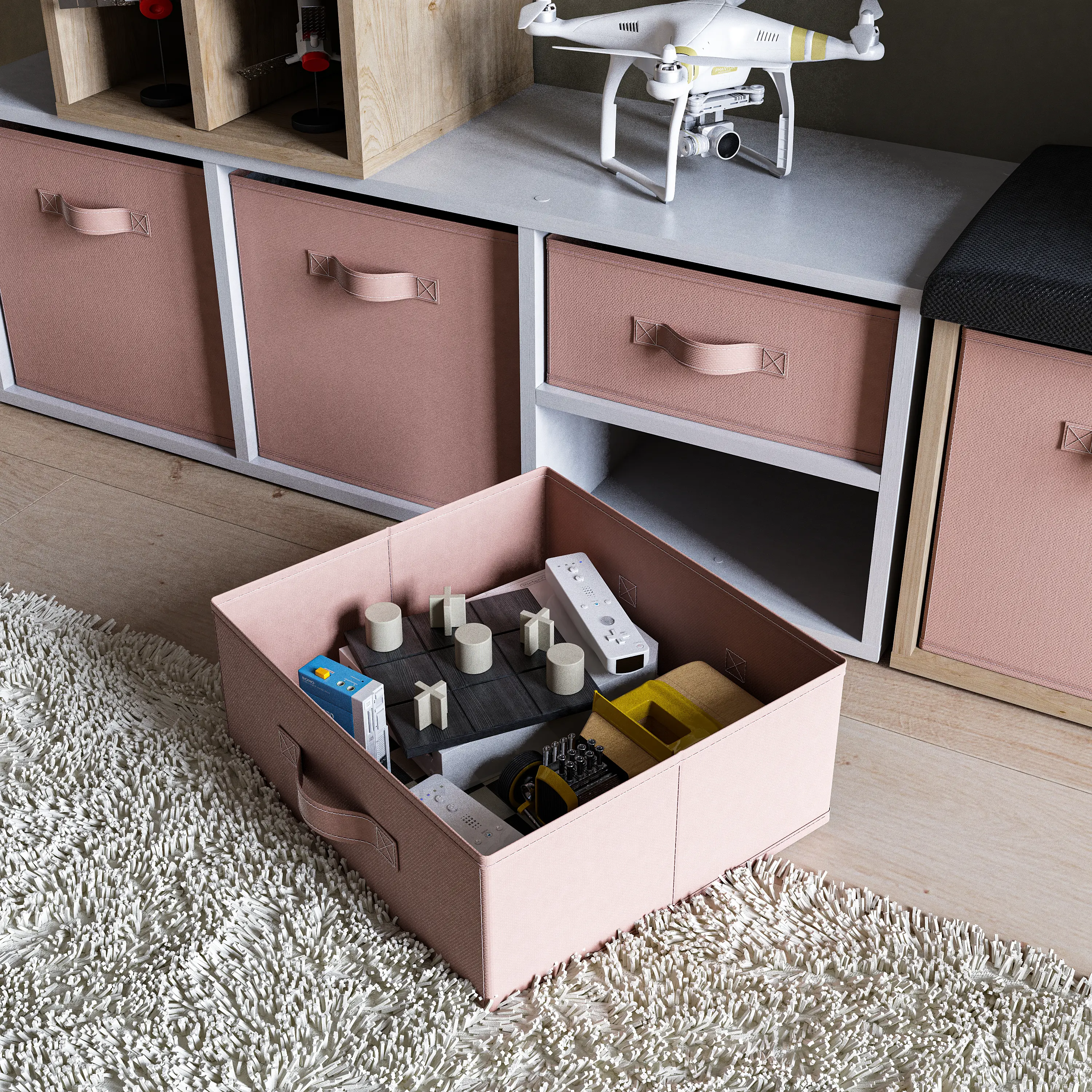 Короб Spaceo KUB Kiss 15x31x31 см 14.4 л полиэстер цвет розовый