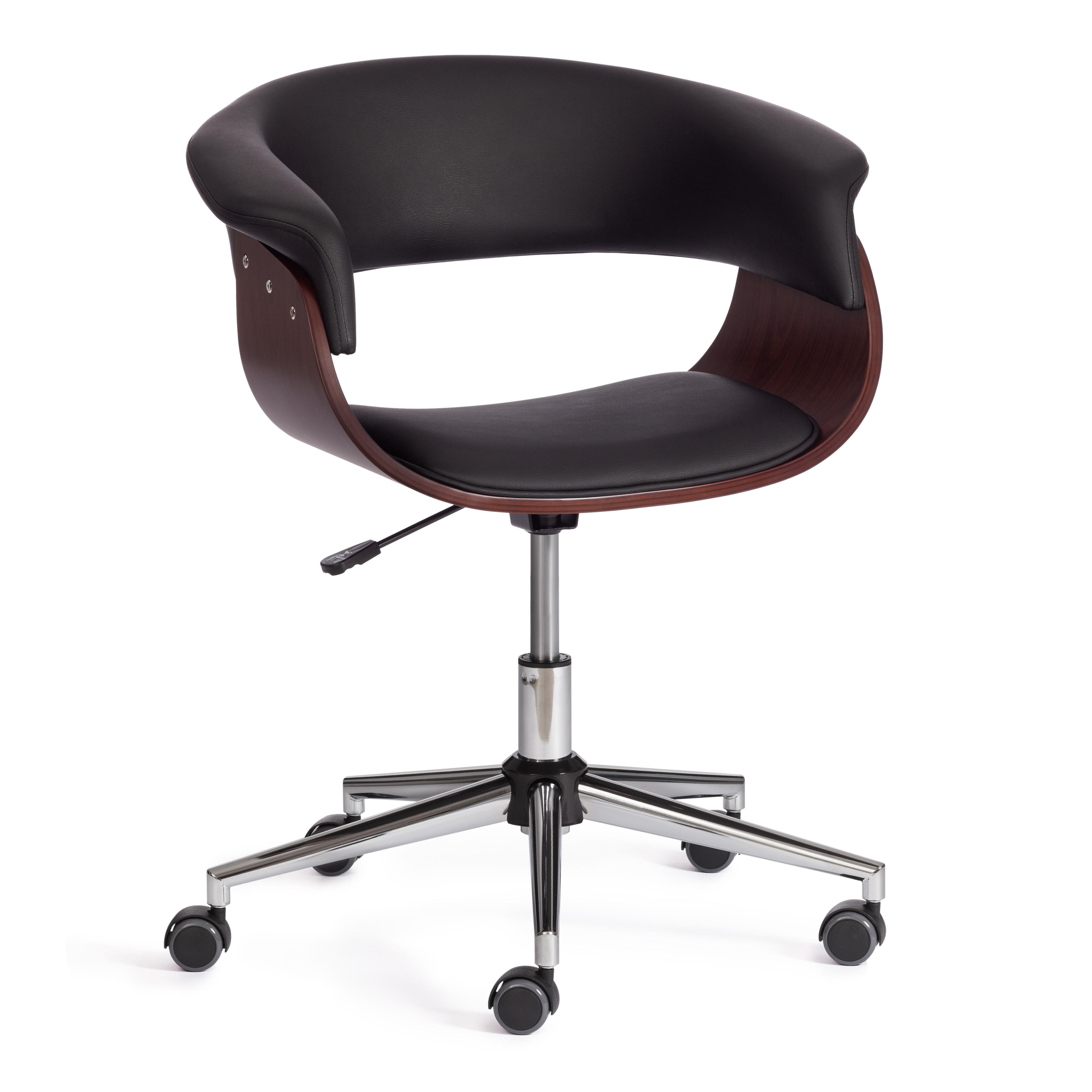 Изображение товара Офисное кресло Tetchair Vimta из эко-кожи черного цвета с деревянным каркасом