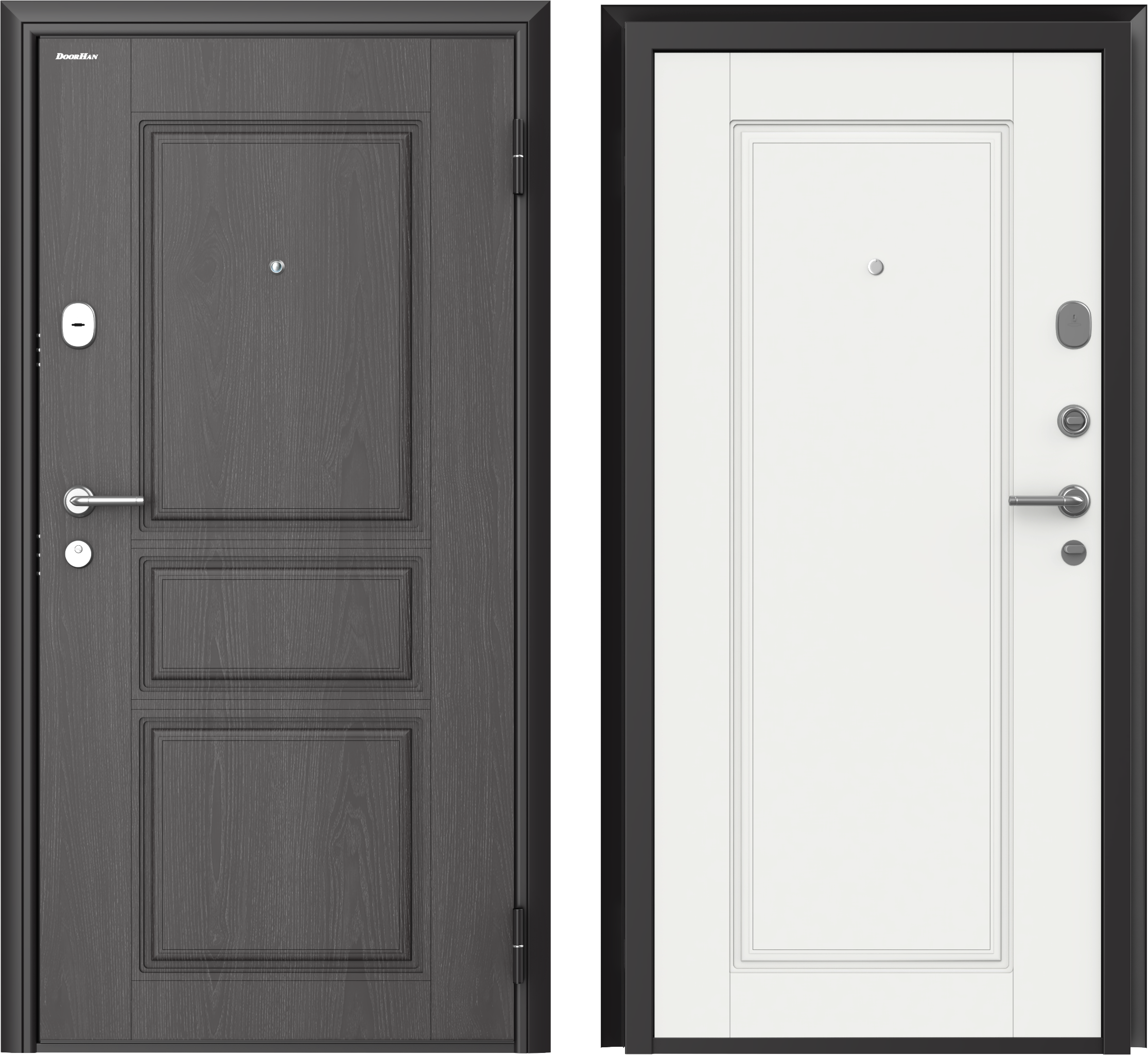Изображение товара Входная дверь Doorhan Премиум new правый 205x88см цвет серый/белый