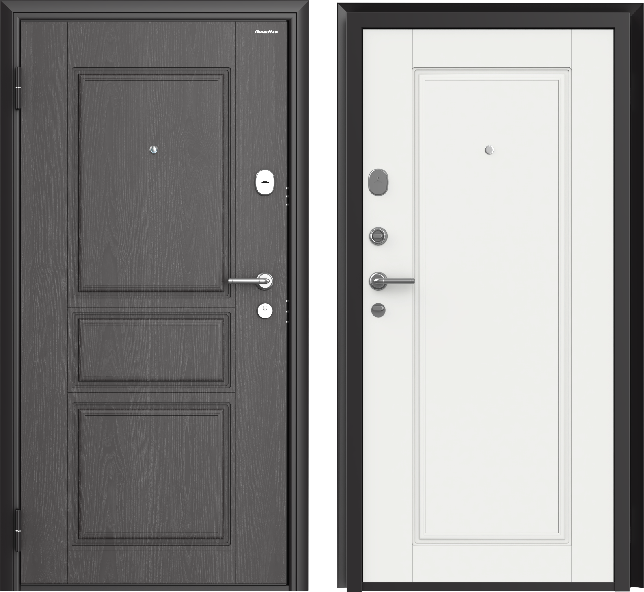 Изображение товара Входная дверь DOORHAN Премиум NEW — двухлистовая, 72 мм, Серый/Белый