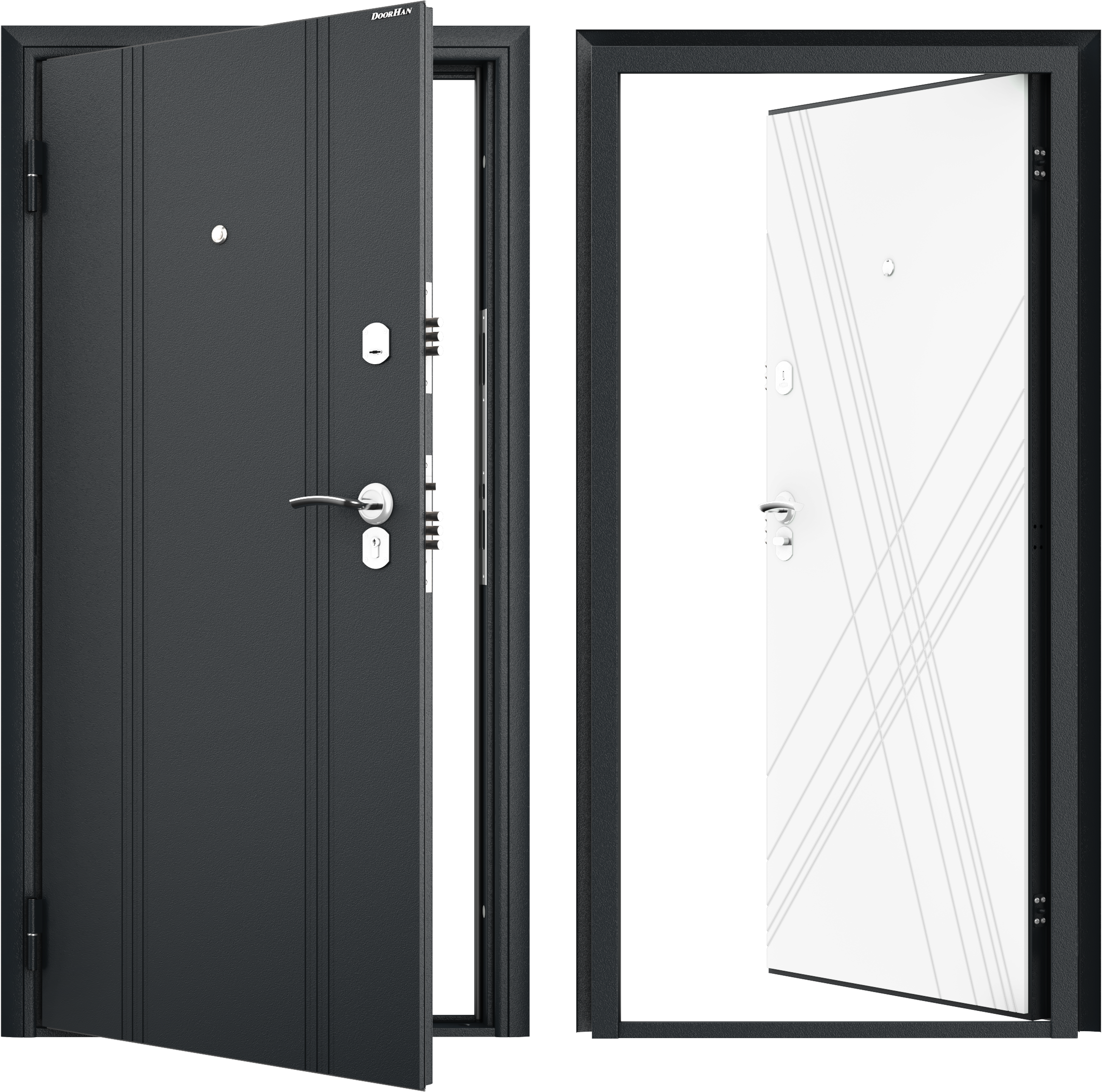 Изображение товара Дверь входная DOORHAN Оптим 205x98 см серый/белый