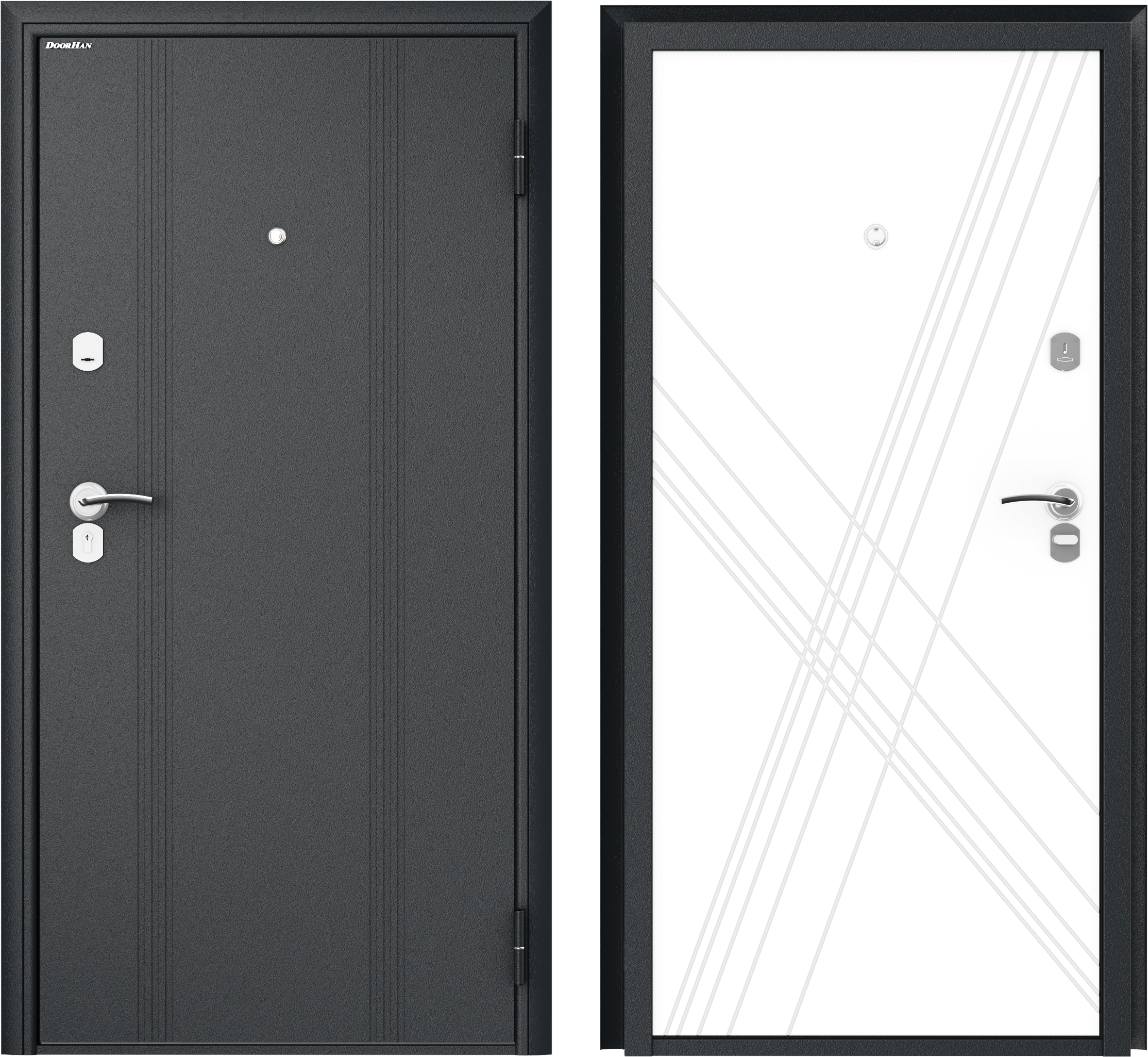 Изображение товара Входная дверь Doorhan Оптим правый 205x88см цвет серый/белый