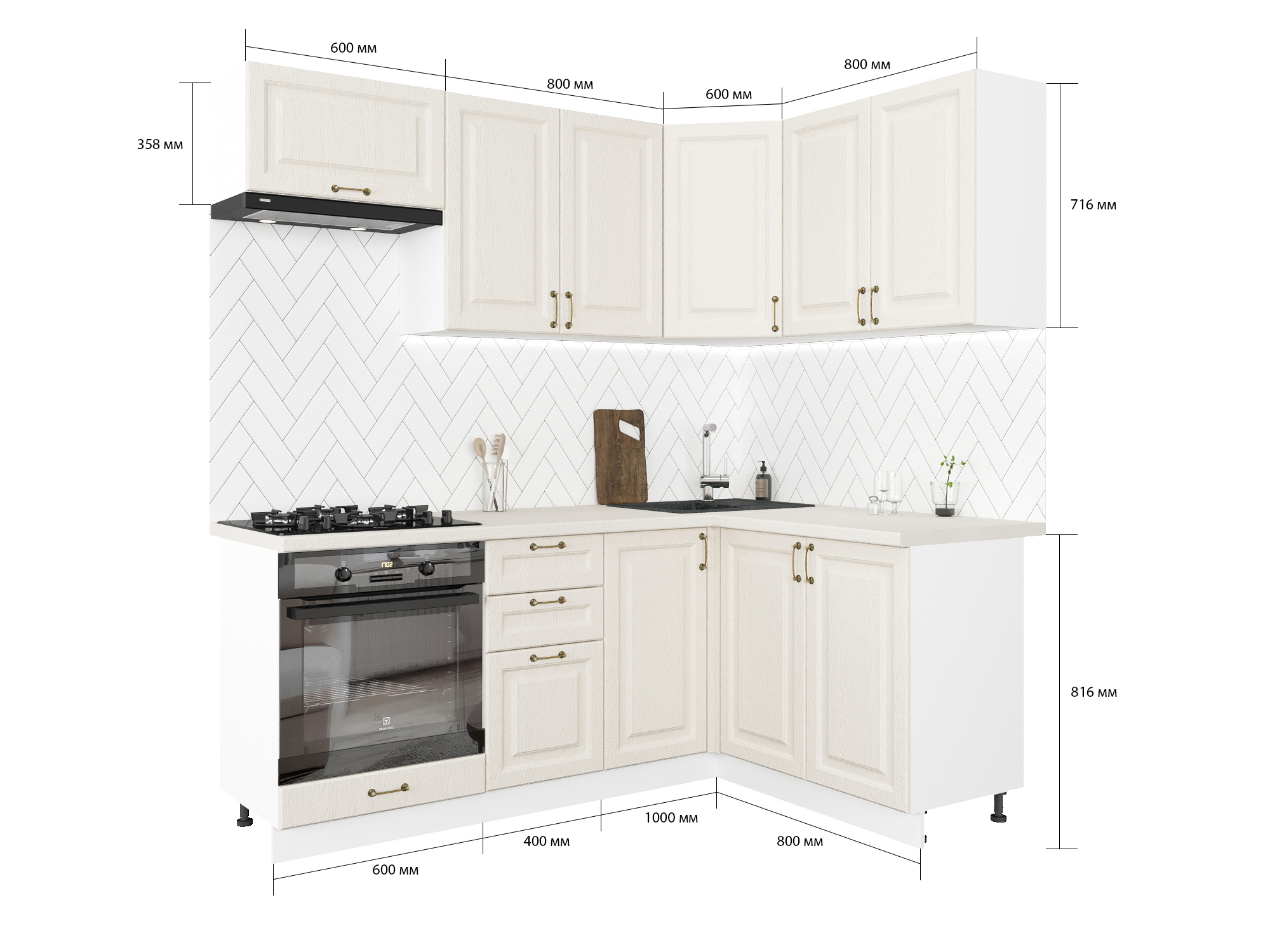 Изображение товара Кухонный гарнитур Сурская мебель Ницца 314x214x31.8 см ЛДСП цвет бежевый