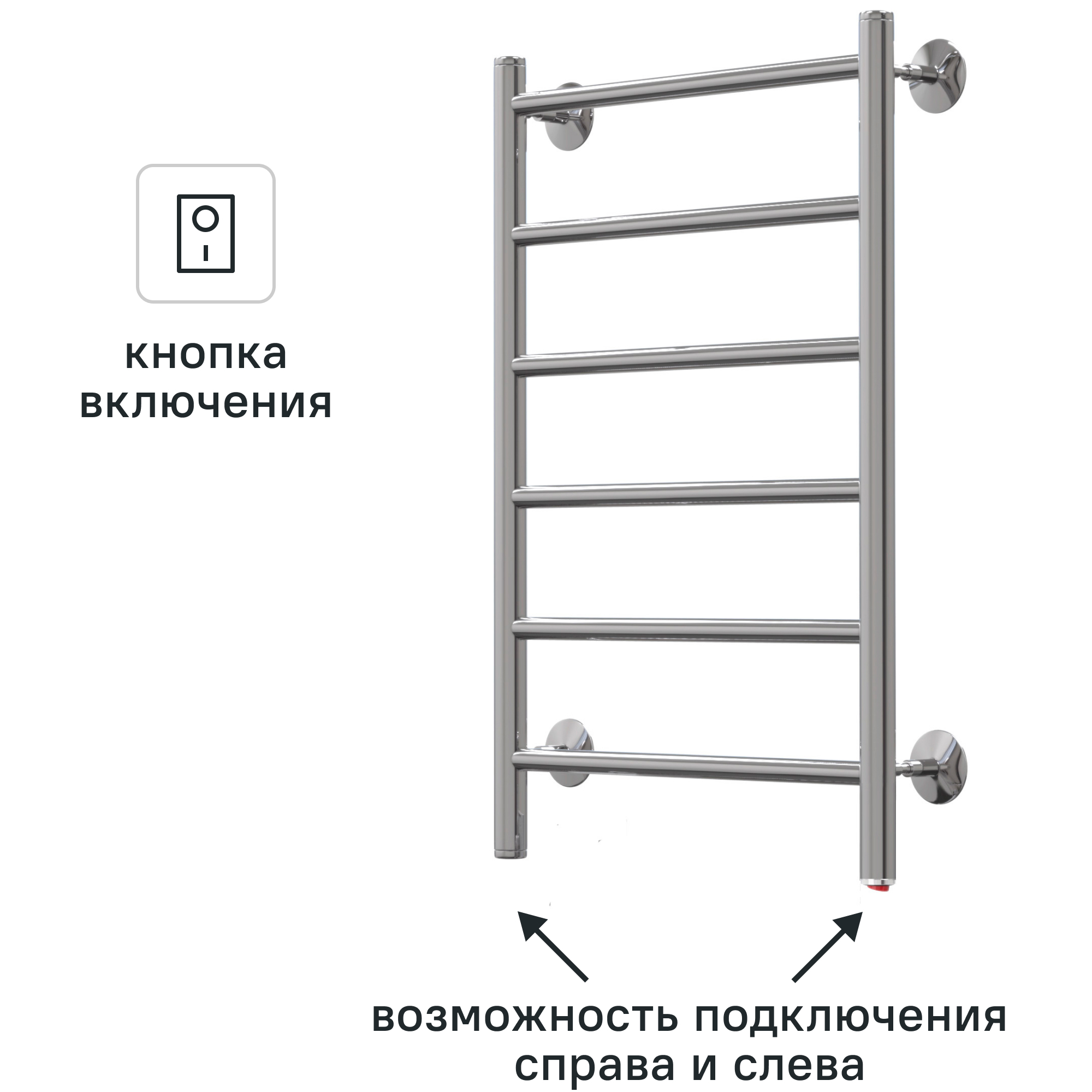 Изображение товара Электрический полотенцесушитель Арго Орион 500x800 мм 50 Вт хром