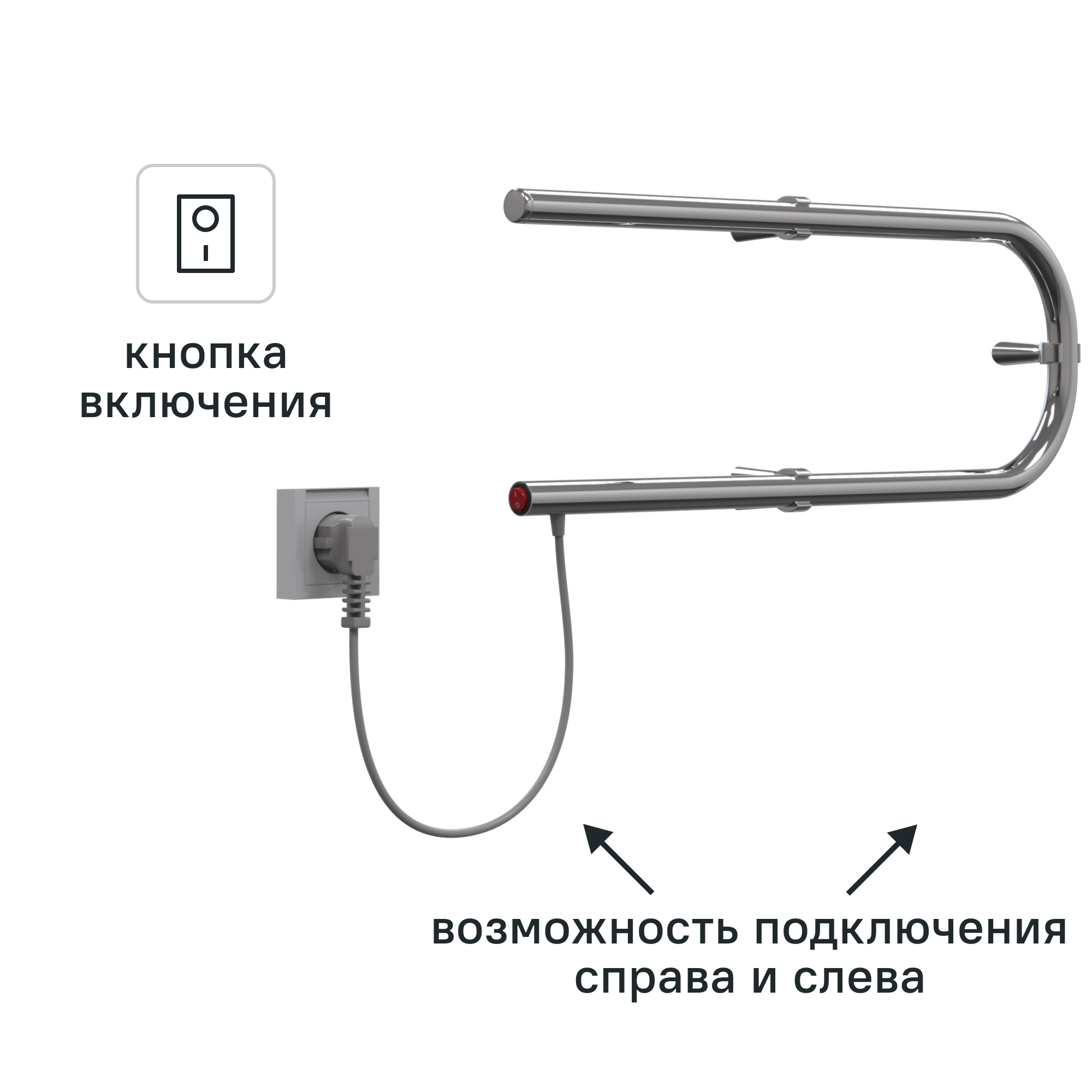 Изображение товара Электрический полотенцесушитель Equation 450x225 мм 30 Вт хром