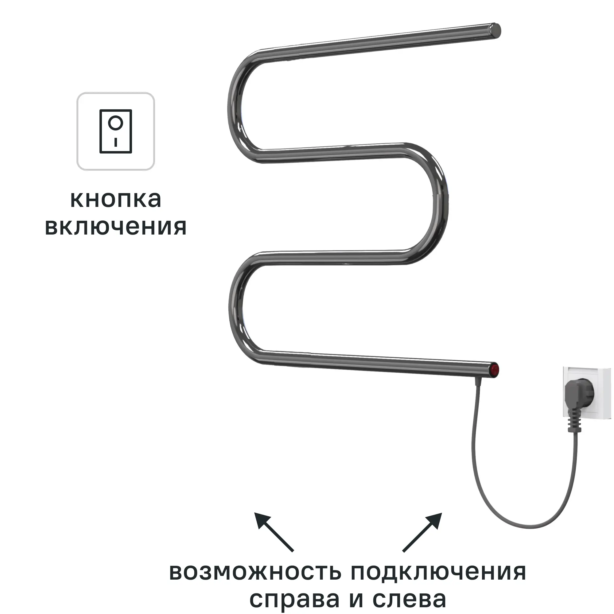 Полотенцесушитель электрический Equation 500x500 мм 40 Вт М-образный цвет хром