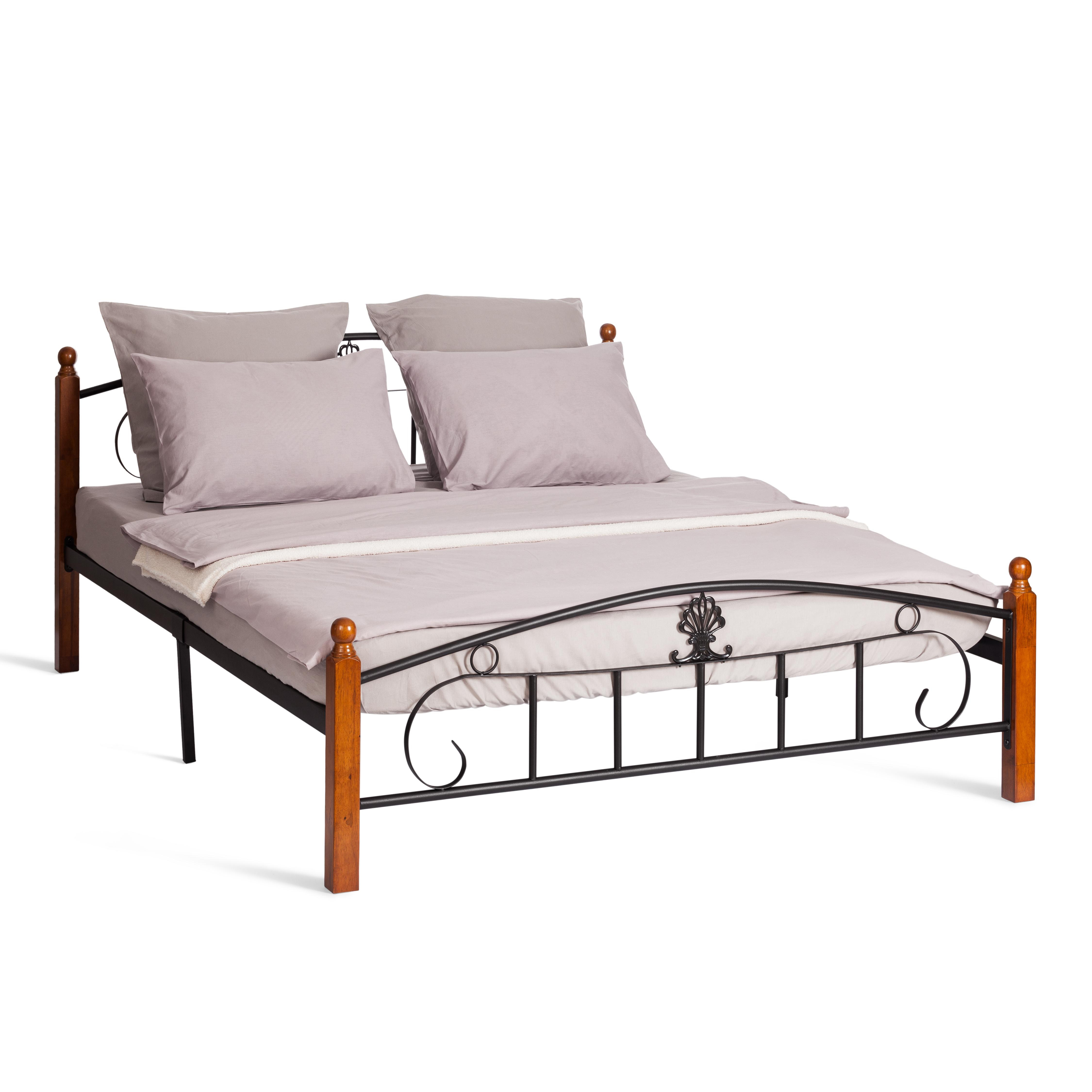 Изображение товара Кровать Tetchair 160x200 см металл дерево красный дуб стиль современный