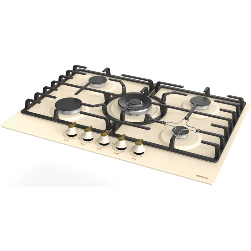 Изображение товара Газовая варочная панель Gorenje BG7BA-G0B 75 см 5 конфорок цвет слоновая кость