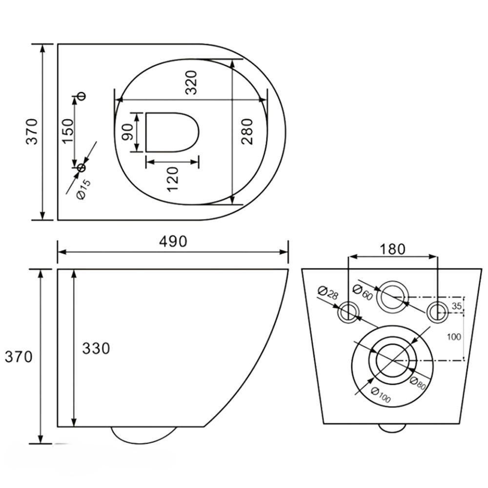 Изображение товара Унитаз подвесной BLOOMIX Black Diamond MD1055T/UF01 безободковый с сиденьем микролифт