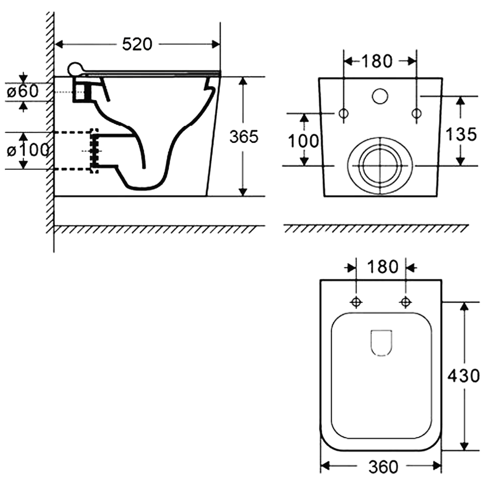 Изображение товара Унитаз подвесной Bloomix MS-172675 безободковый с сиденьем микролифт