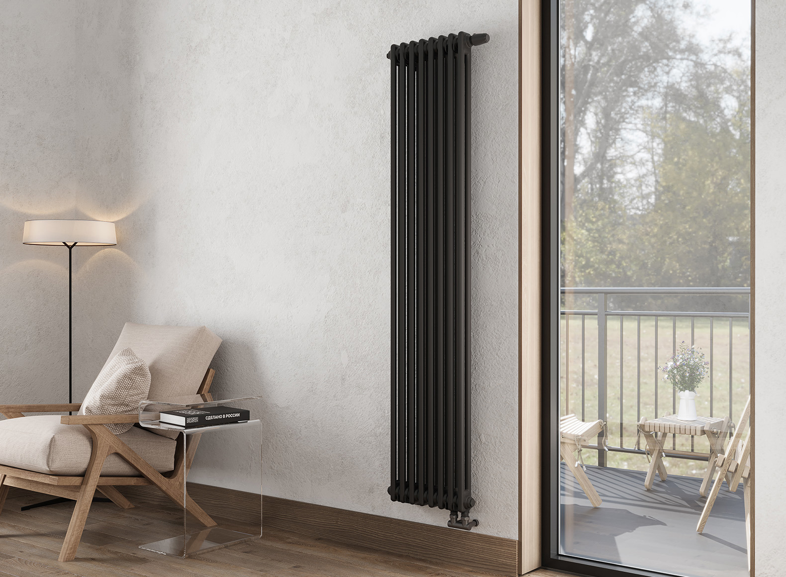 Изображение товара Радиатор трубчатый Nova Siluet NS-T2-S 1725/70 6 секций боковое подключение сталь белый матовый с кронштейнами