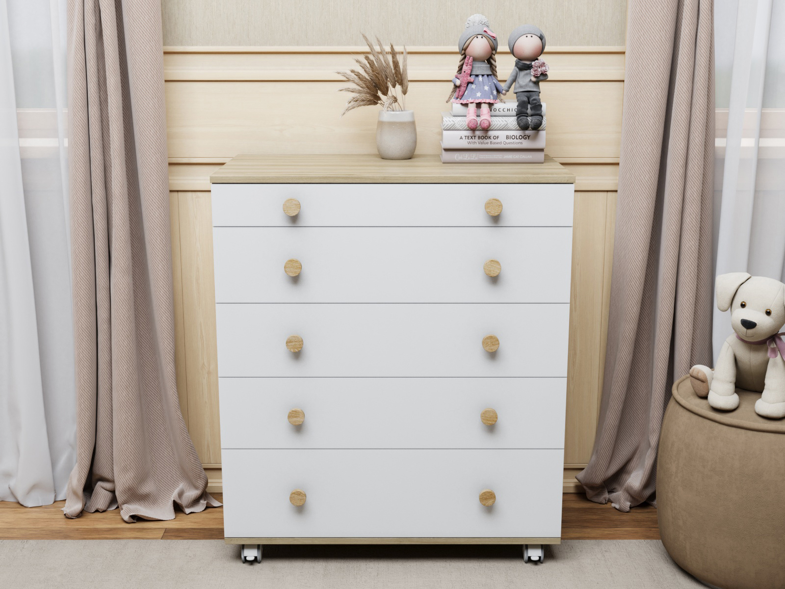 Изображение товара Комод Incanto Идеальный 5 ящиков дама/белый компактный современный