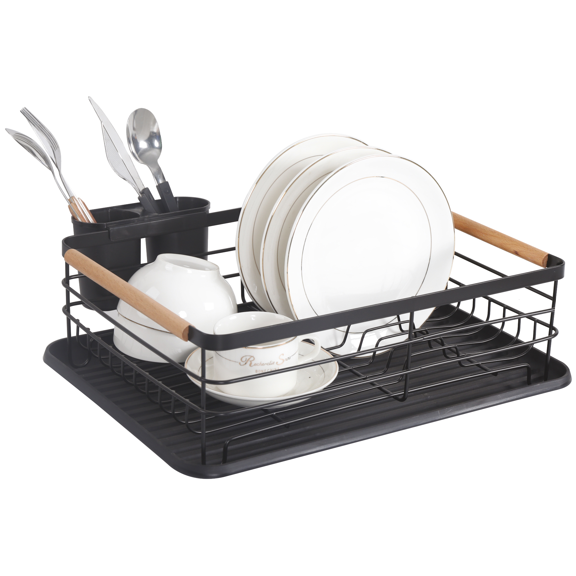 Изображение товара Сушилка для посуды Gromell 43 см 1 ярус черный практичная и компактная