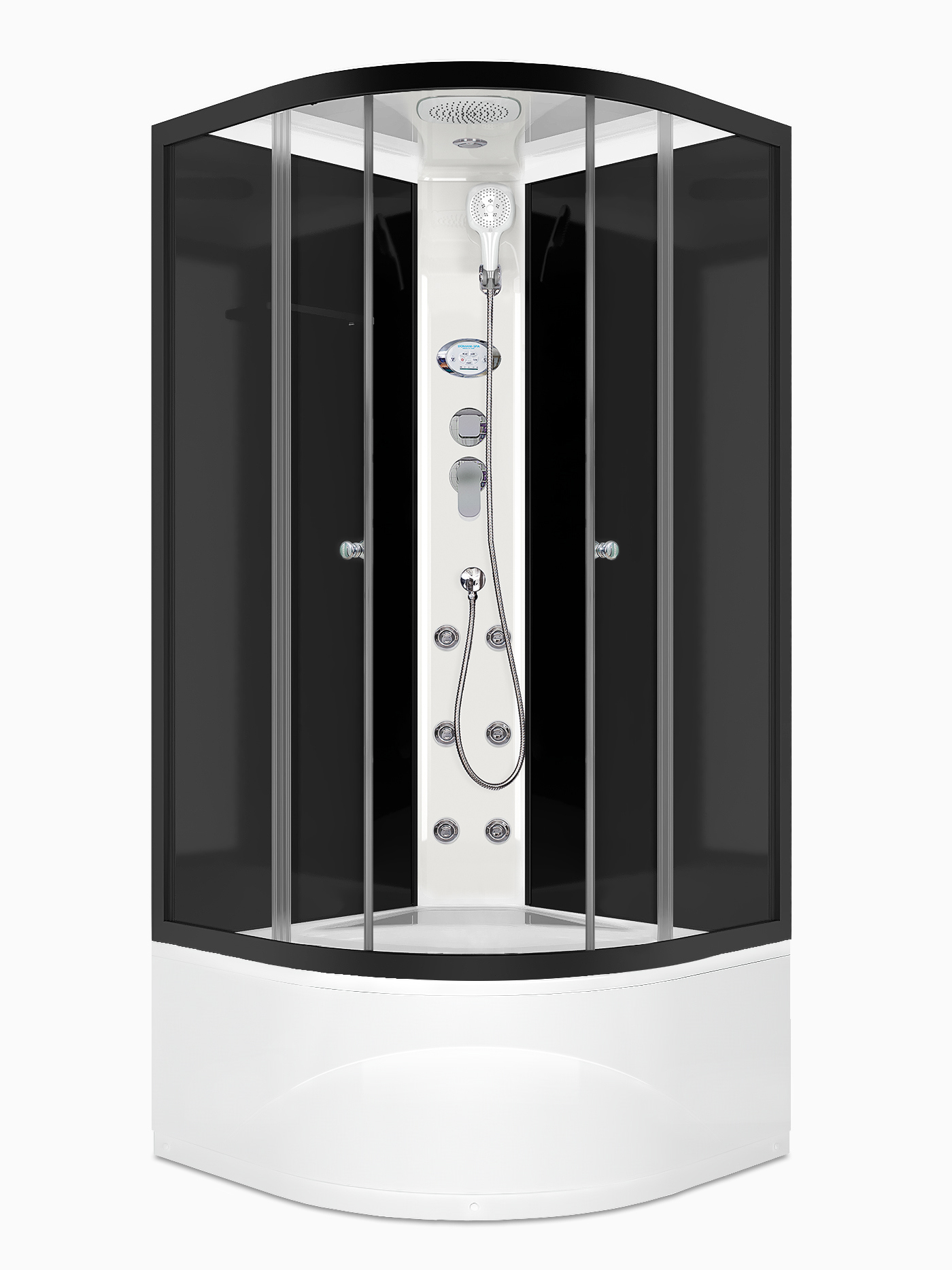 Изображение товара Душевая кабина Domani-Spa Delight 1/4 круга гидромассаж высокий поддон черный