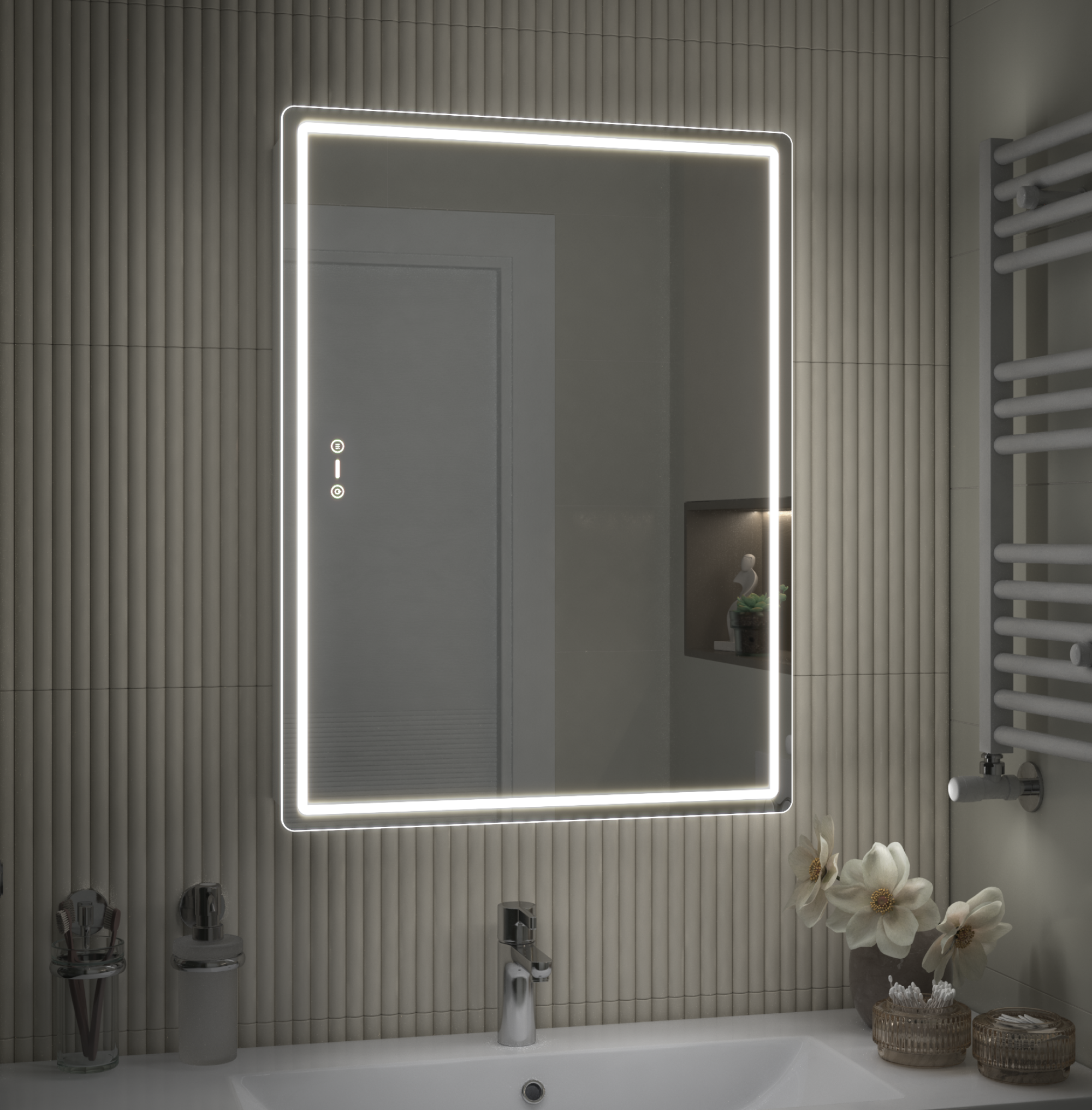 Шкаф зеркальный для ванной Vigo Bloss 60x79 см с подсветкой и полкой - 13