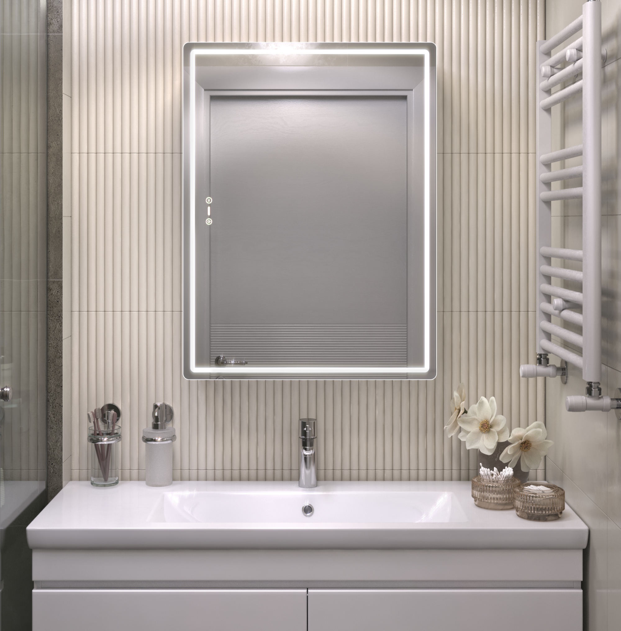 Шкаф зеркальный для ванной Vigo Bloss 60x79 см с подсветкой и полкой - 12